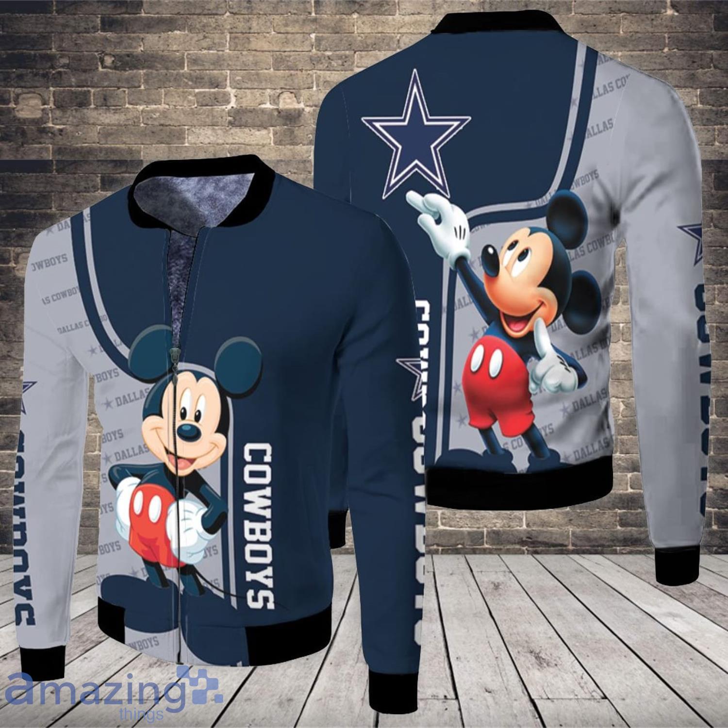 Dallas Cowboys Mickey Lover 3D All Over Printed Fleece Bomber Jacket Product Photo 1