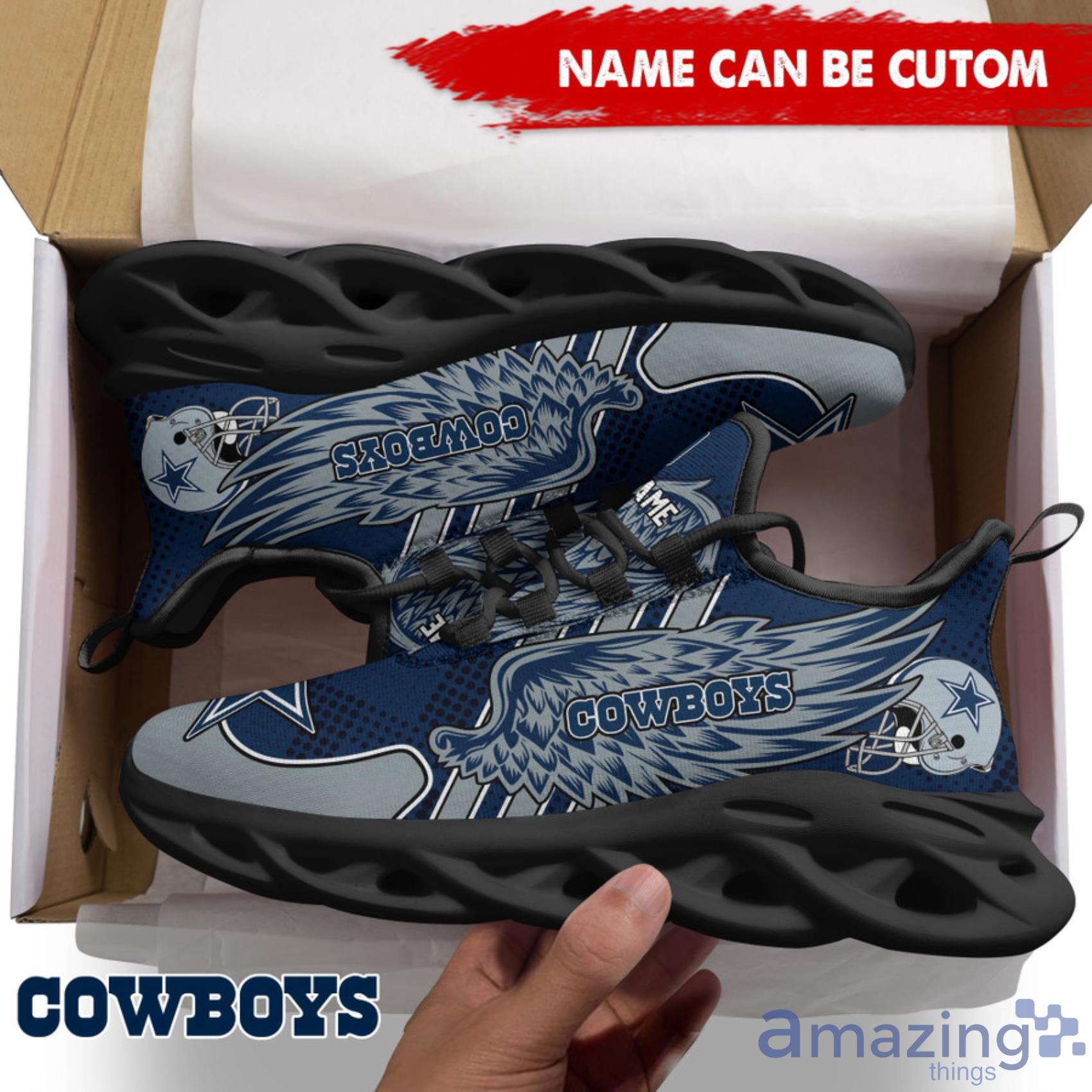 Dallas Cowboys NFL Custom Name Angle Wings Max Soul Shoes For Men