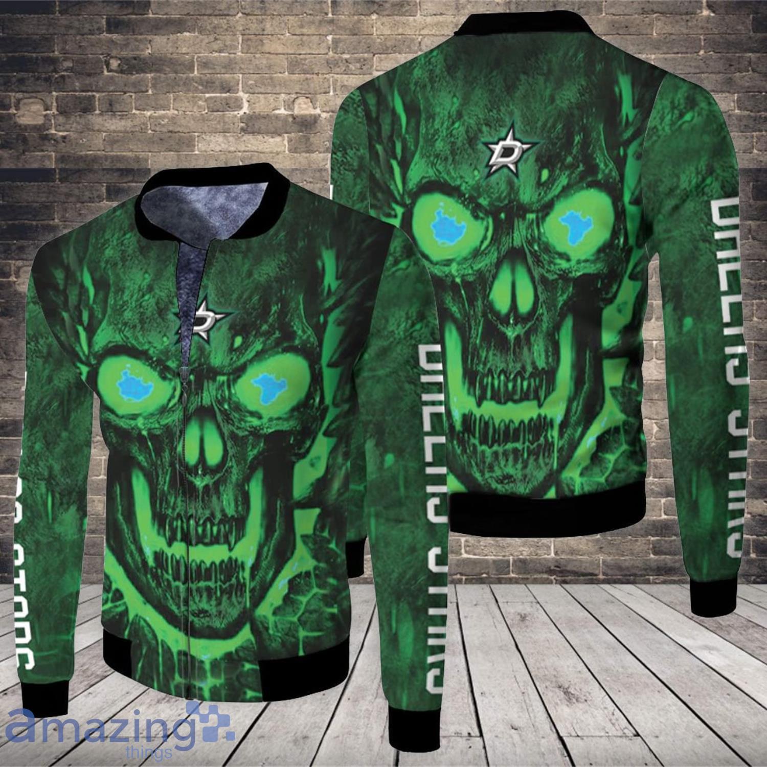 Dallas Stars Skull 3D All Over Printed Fleece Bomber Jacket Product Photo 1