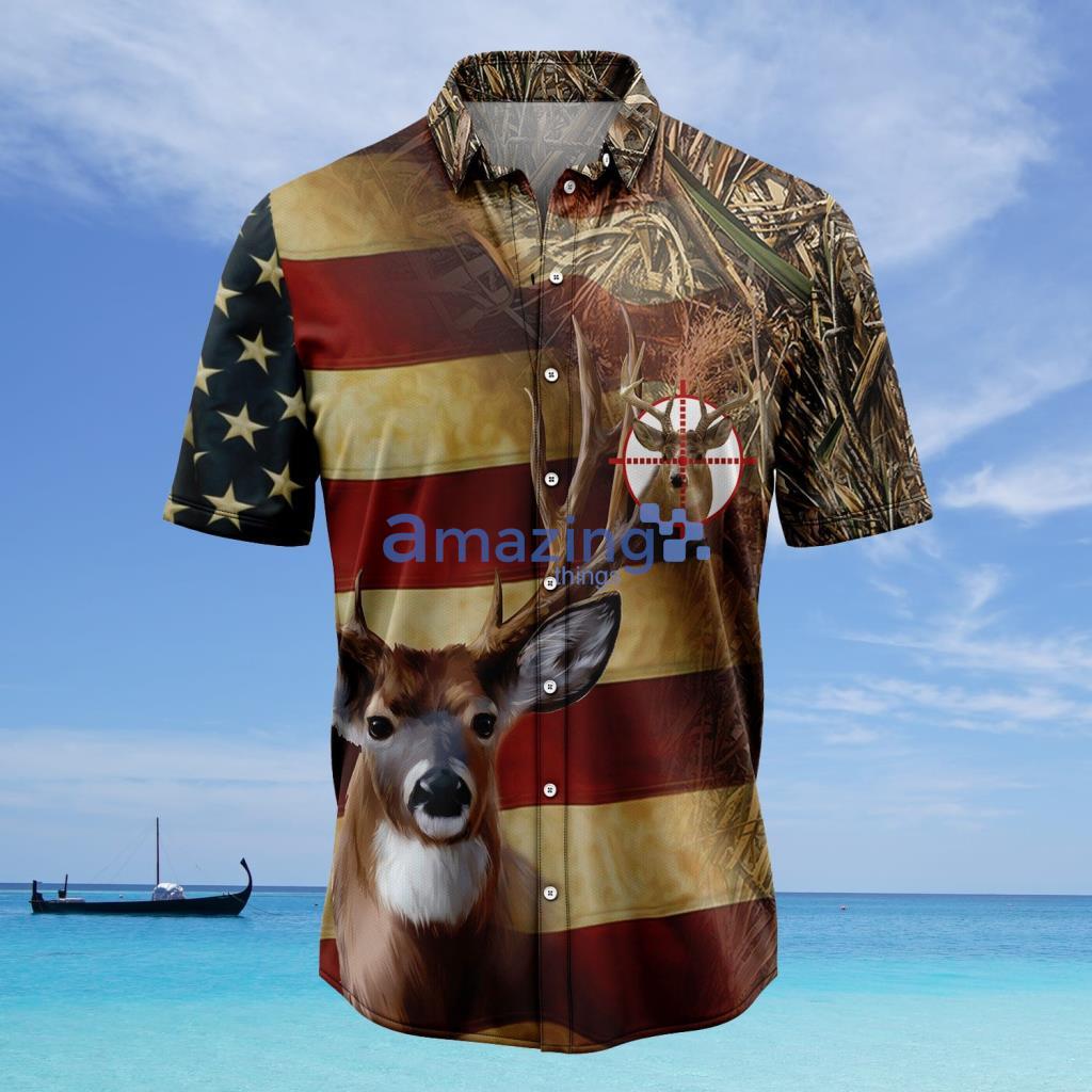 Deer US Flag G5813 Hawaiian Shirt - Deer US Flag G5813 Hawaiian Shirt
