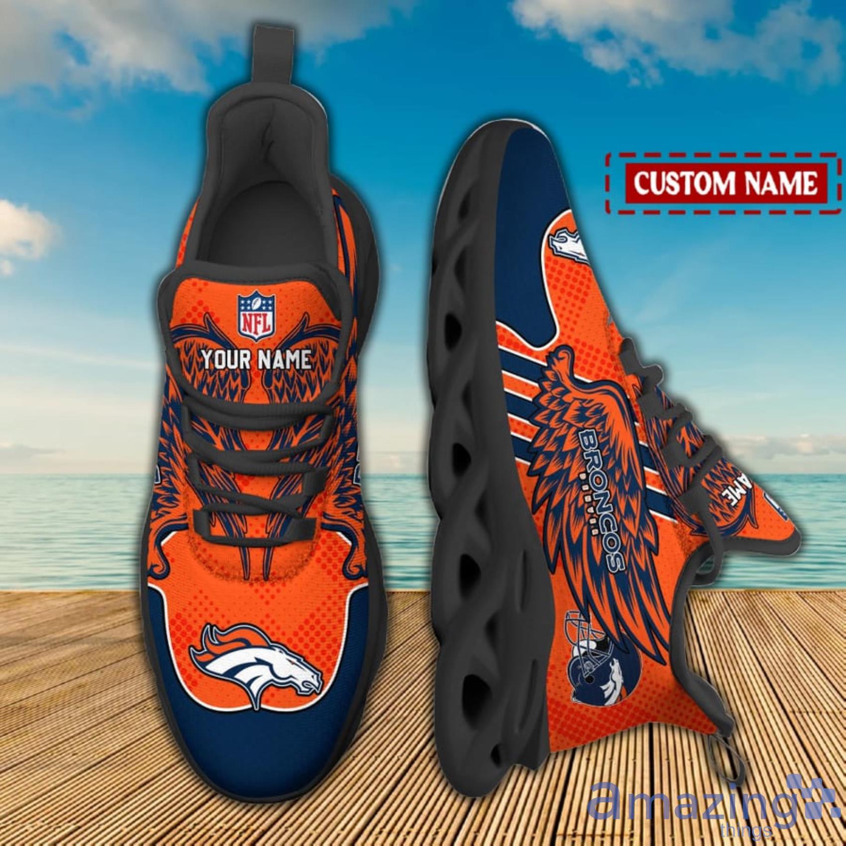 Denver Broncos NFL Custom Name Angle Wings Max Soul Shoes For Men Women