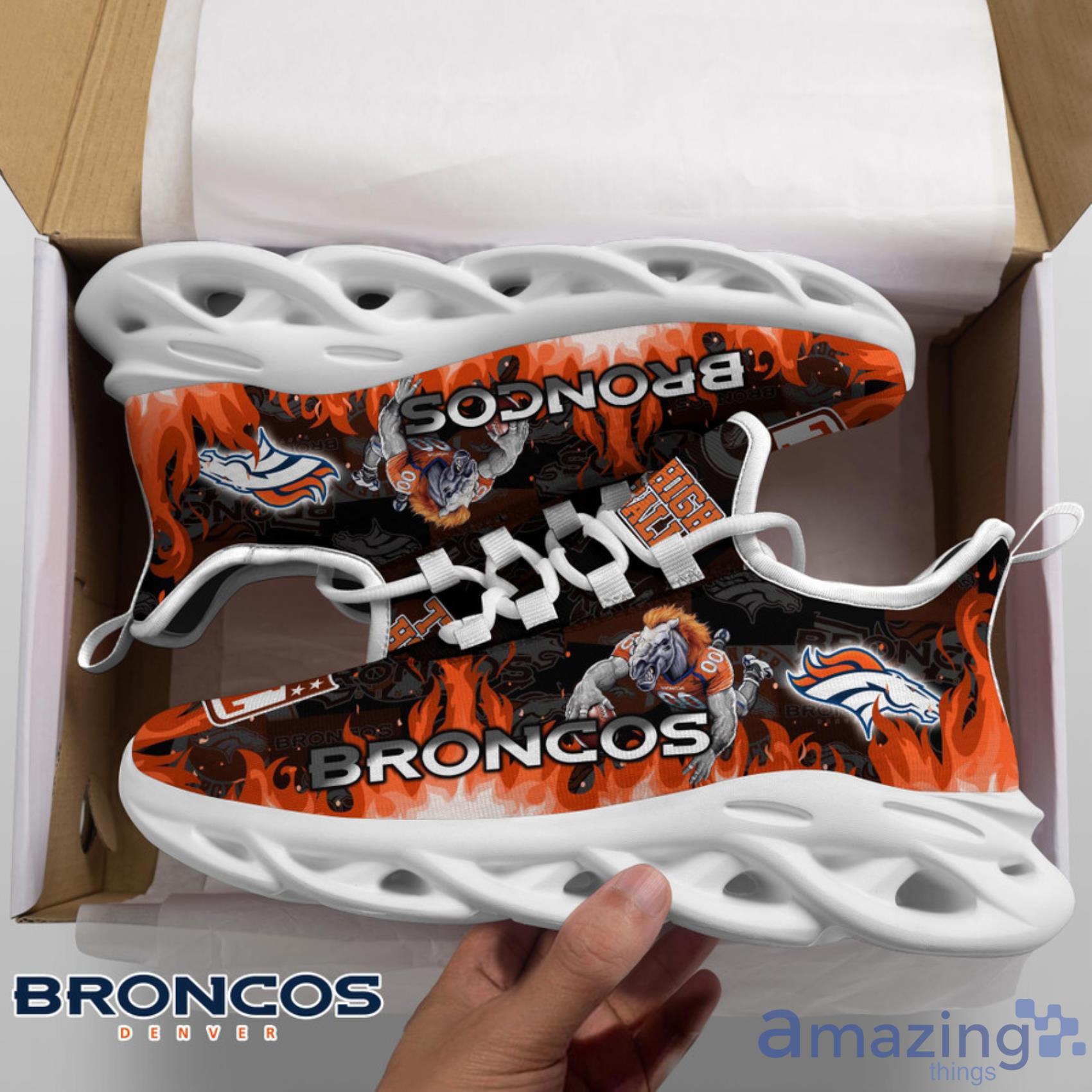 Denver Broncos NFL Fire Flame Pattern Max Soul Shoes Gift For Fans