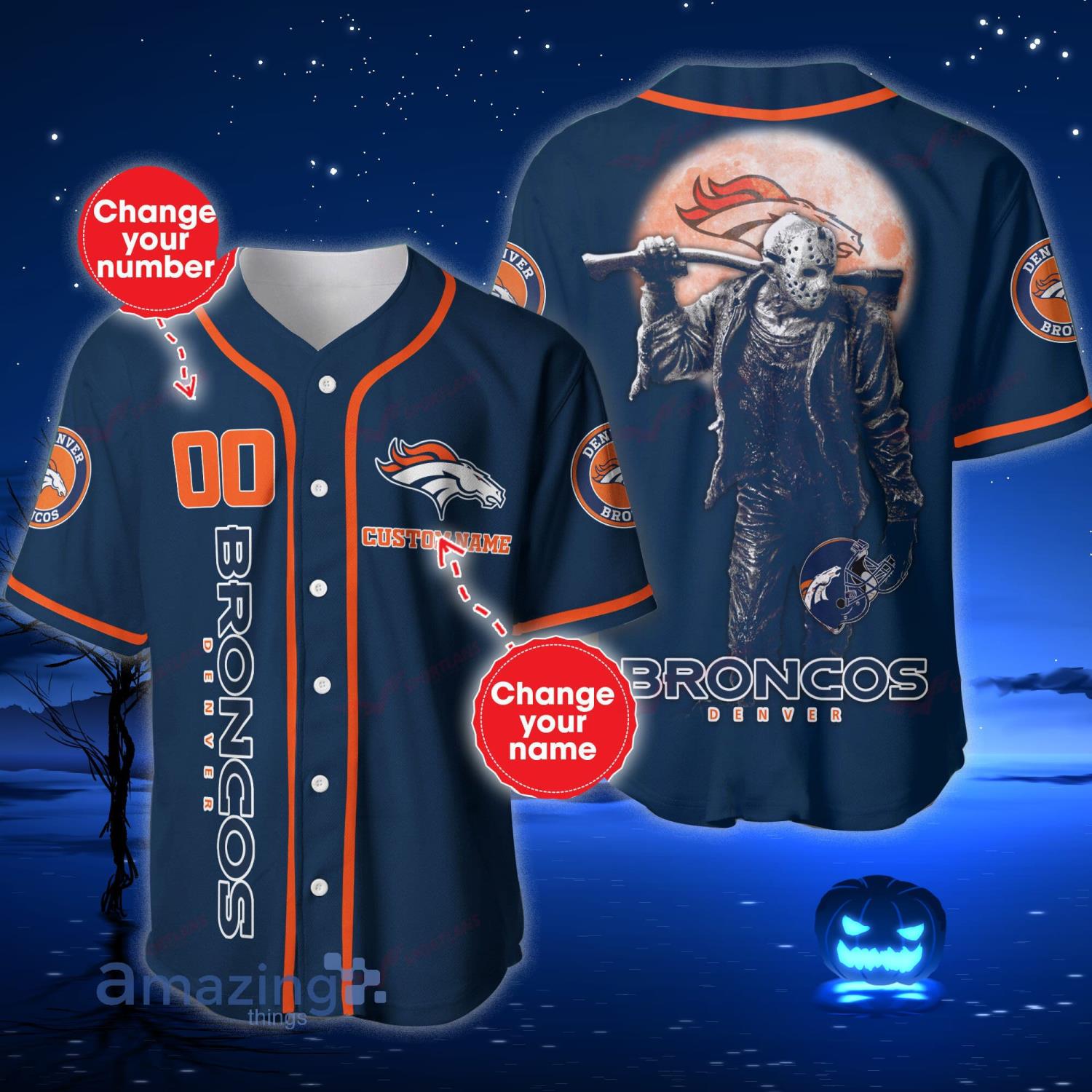 Denver Broncos NFL Jason Voorhees Custom Name And Number Baseball Jersey  Shirt