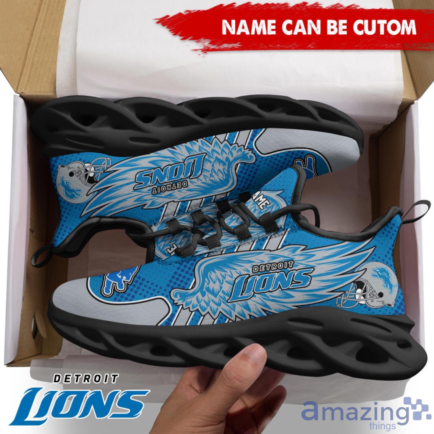 Detroit Lions NFL Custom Name Angle Wings Max Soul Shoes Trending