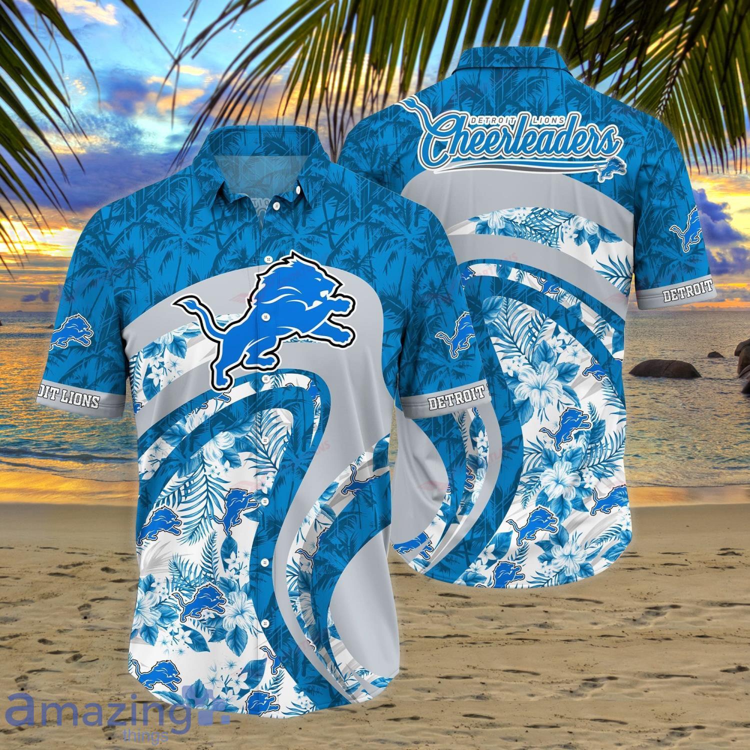 Detroit Lions NFL Sport Fans Tropical Hawaiian Shirt Summer Gift Product Photo 1