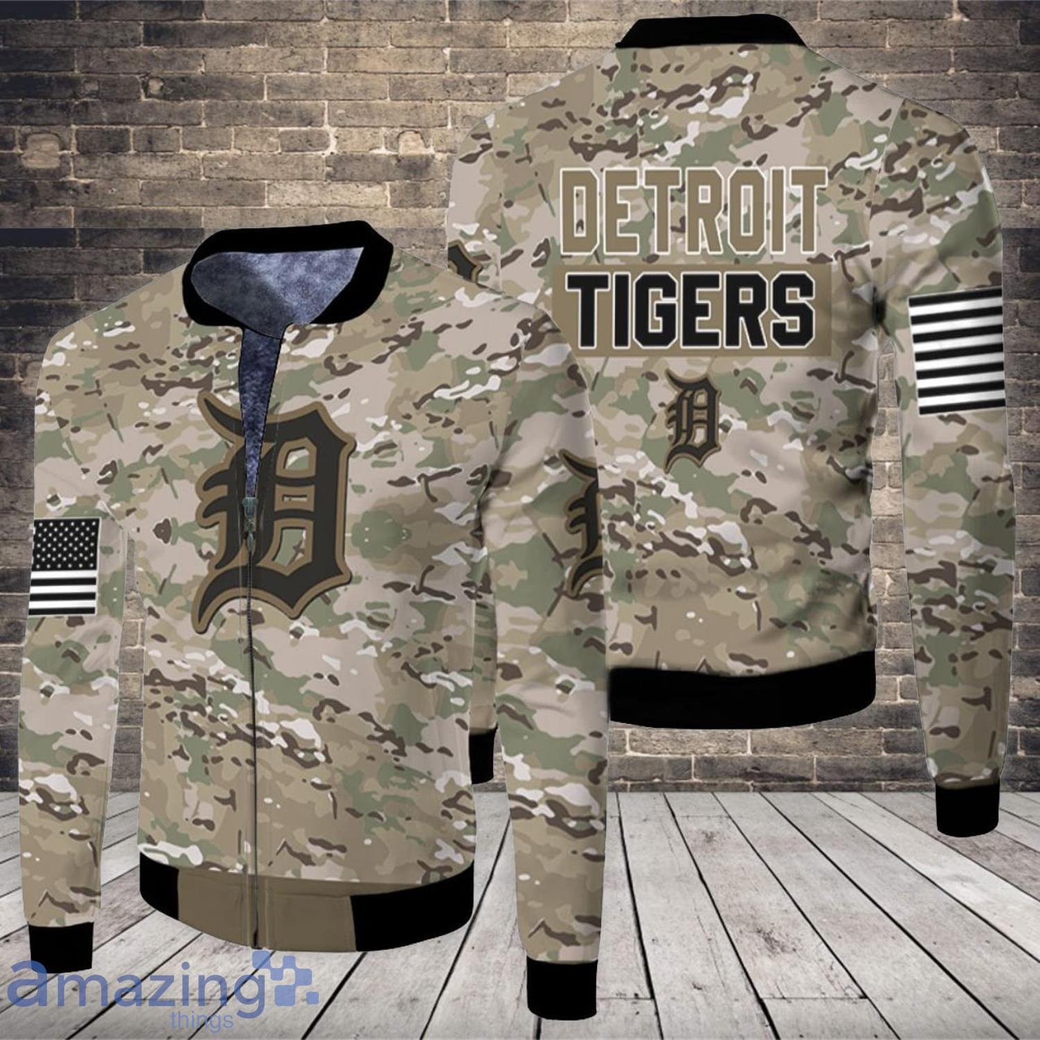 Detroit Tigers Camouflage Veteran 3D All Over Printed Fleece Bomber Jacket Product Photo 1 Detroit Tigers Camouflage Veteran 3D All Over Printed Fleece Bomber Jacket Product Photo 1