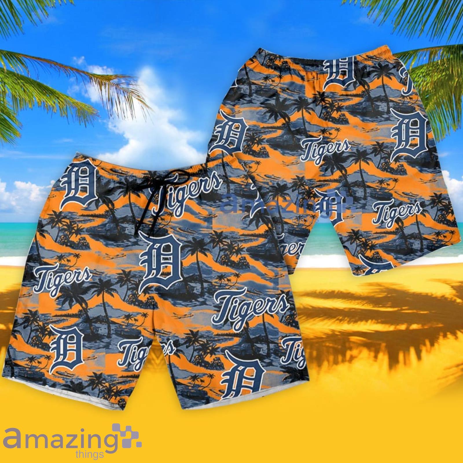 Detroit Tigers Jersey Hawaiian Shirt And Short Set Gift Men Women