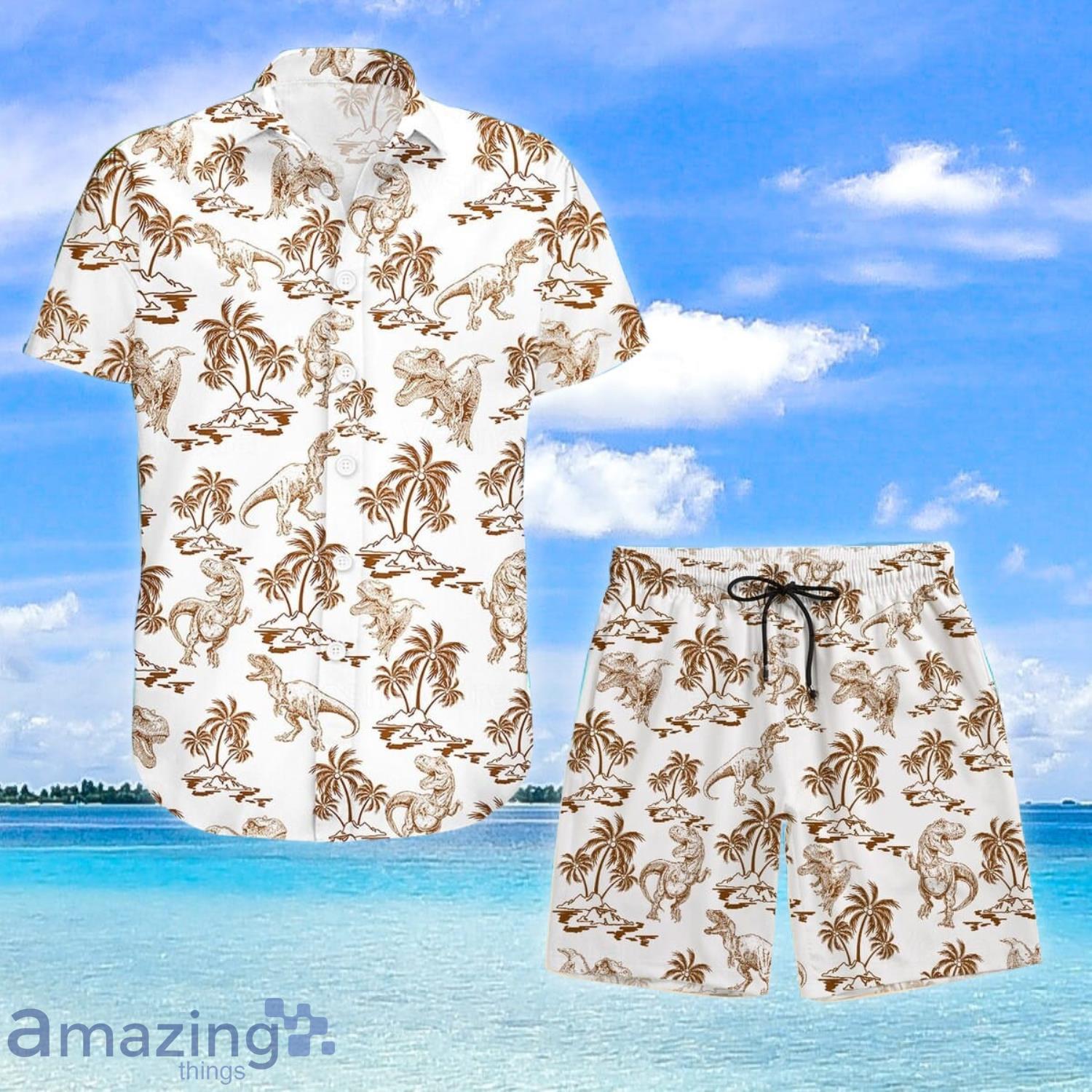 Dinosaur Hawaiian Shirt And Shorts Dinosaur Shirt Dinosaur Button Up Shirt Product Photo 1