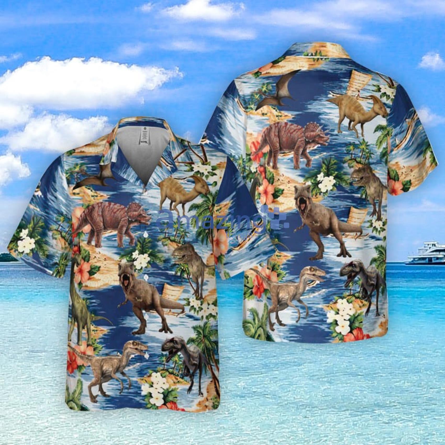 Dinosaur Hawaiian Shirt Tropical Dinosaur Hawaiian Shirts For Product Photo 1