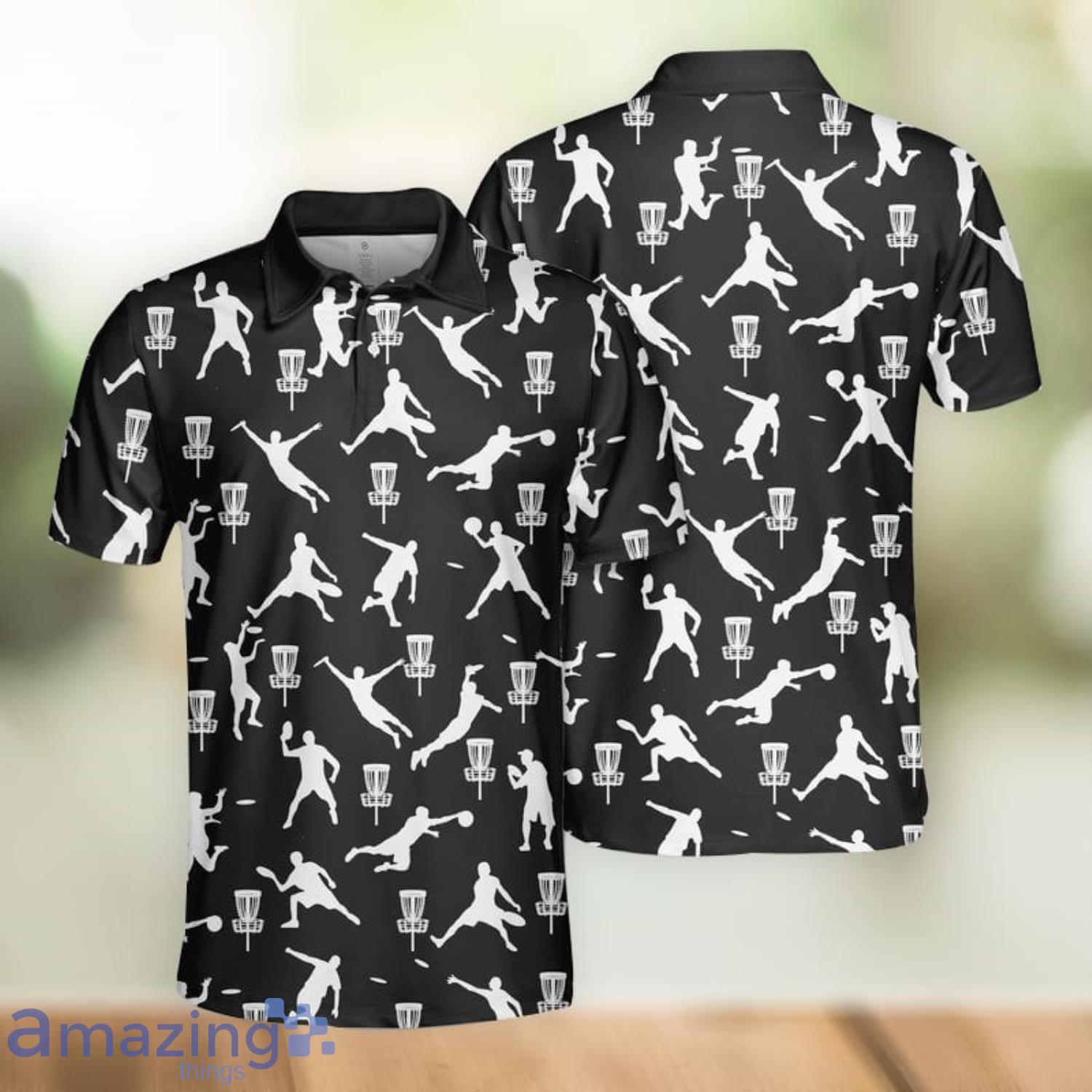 Disc Golf Black Polo Shirt For Sport Fans Product Photo 1