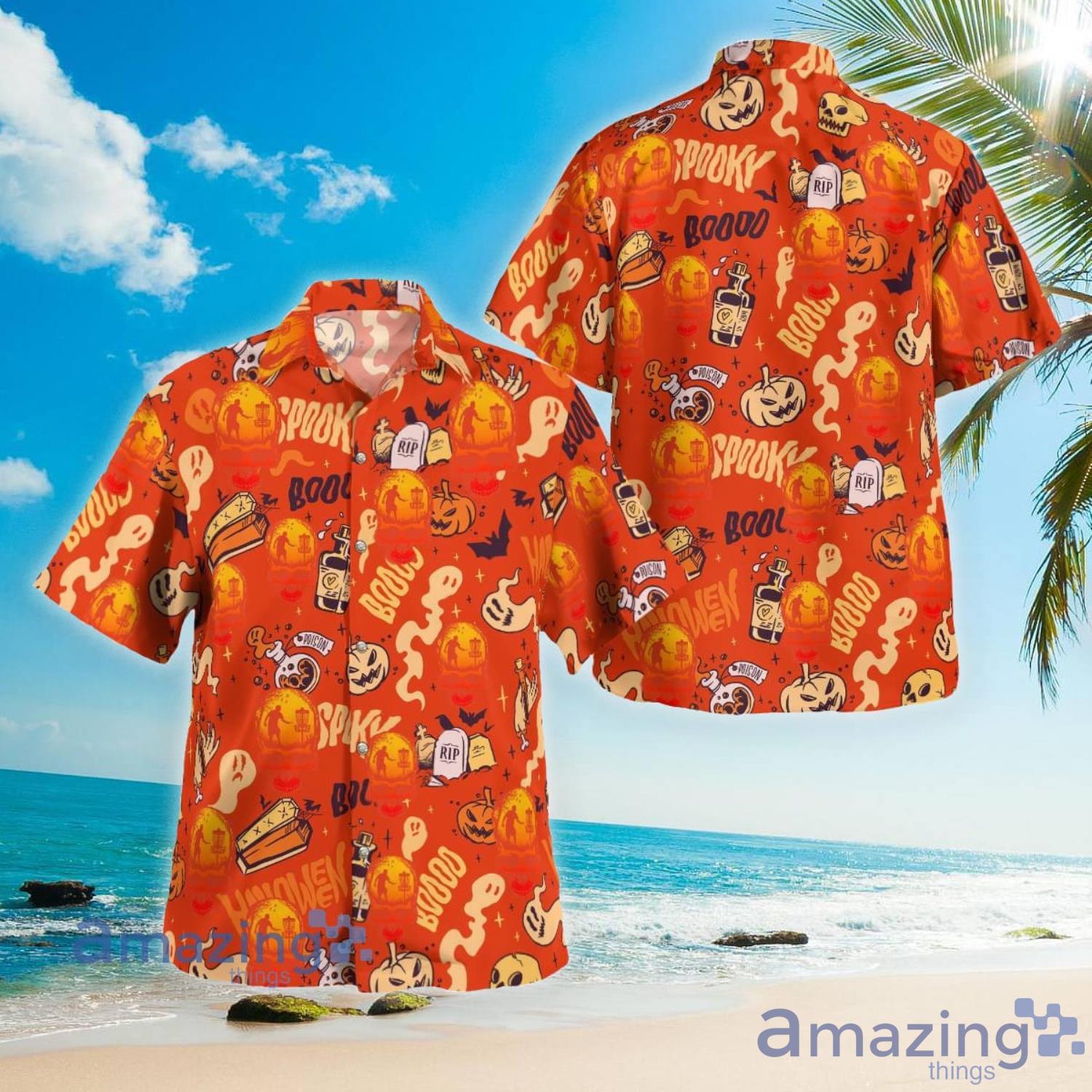 Disc Golf Halloween Skull Aloha Short Sleeve Hawaiian Shirt Summer Gift Product Photo 1
