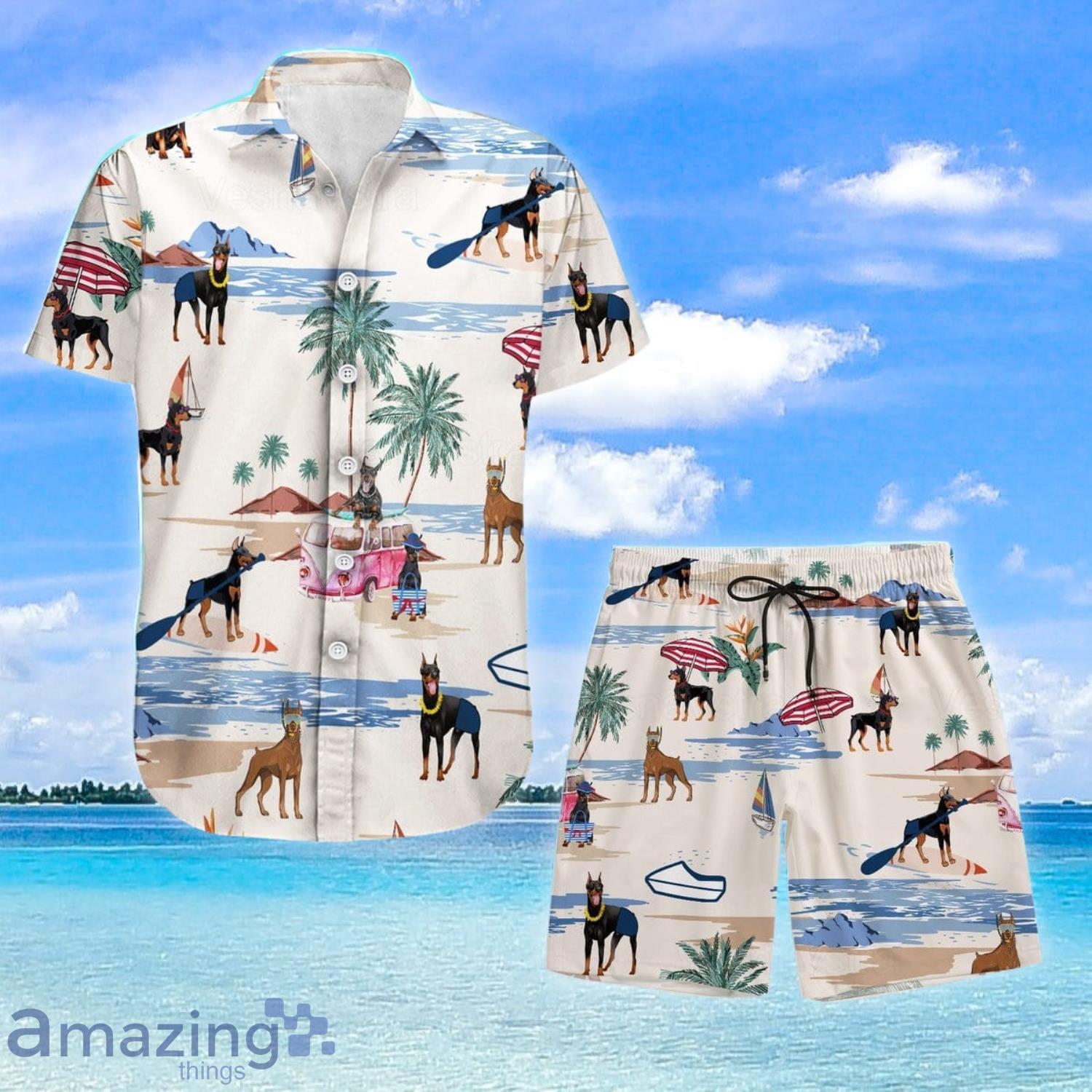 Doberman Pinscher Hawaiian Shirt And Shorts Doberman Shirt Doberman Beach Shirt Product Photo 1
