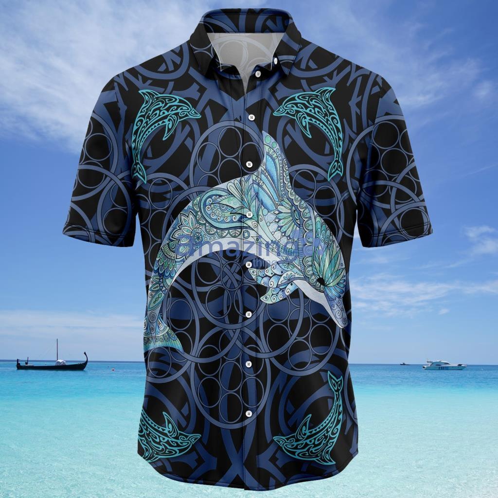 Dolphin Blue Mandala Hawaiian Shirt - Dolphin Blue Mandala Hawaiian Shirt