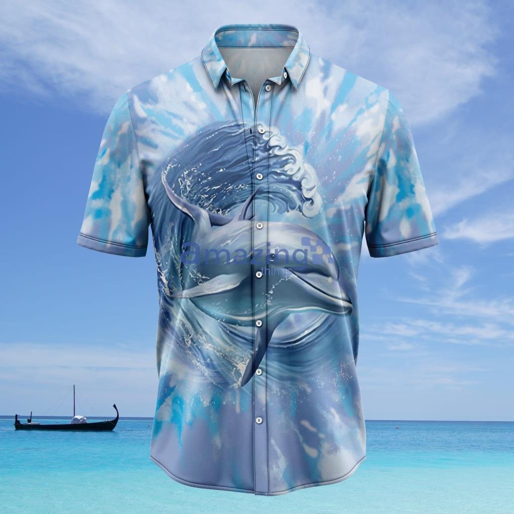 Dolphin Tie Dye Hawaiian Shirt - Dolphin Tie Dye Hawaiian Shirt