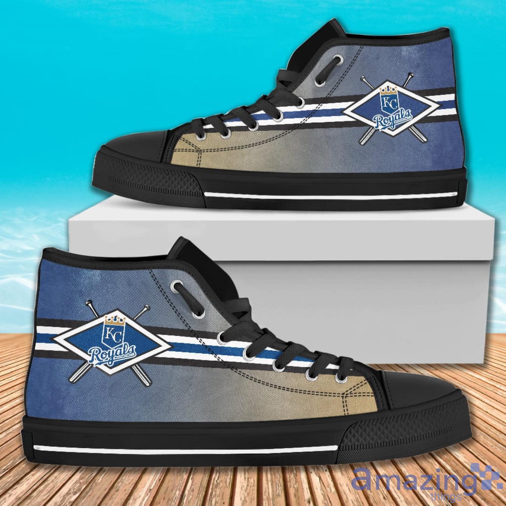 Double Stick Check Kansas City Royals AOP High Top Shoes For Men And Women Product Photo 1