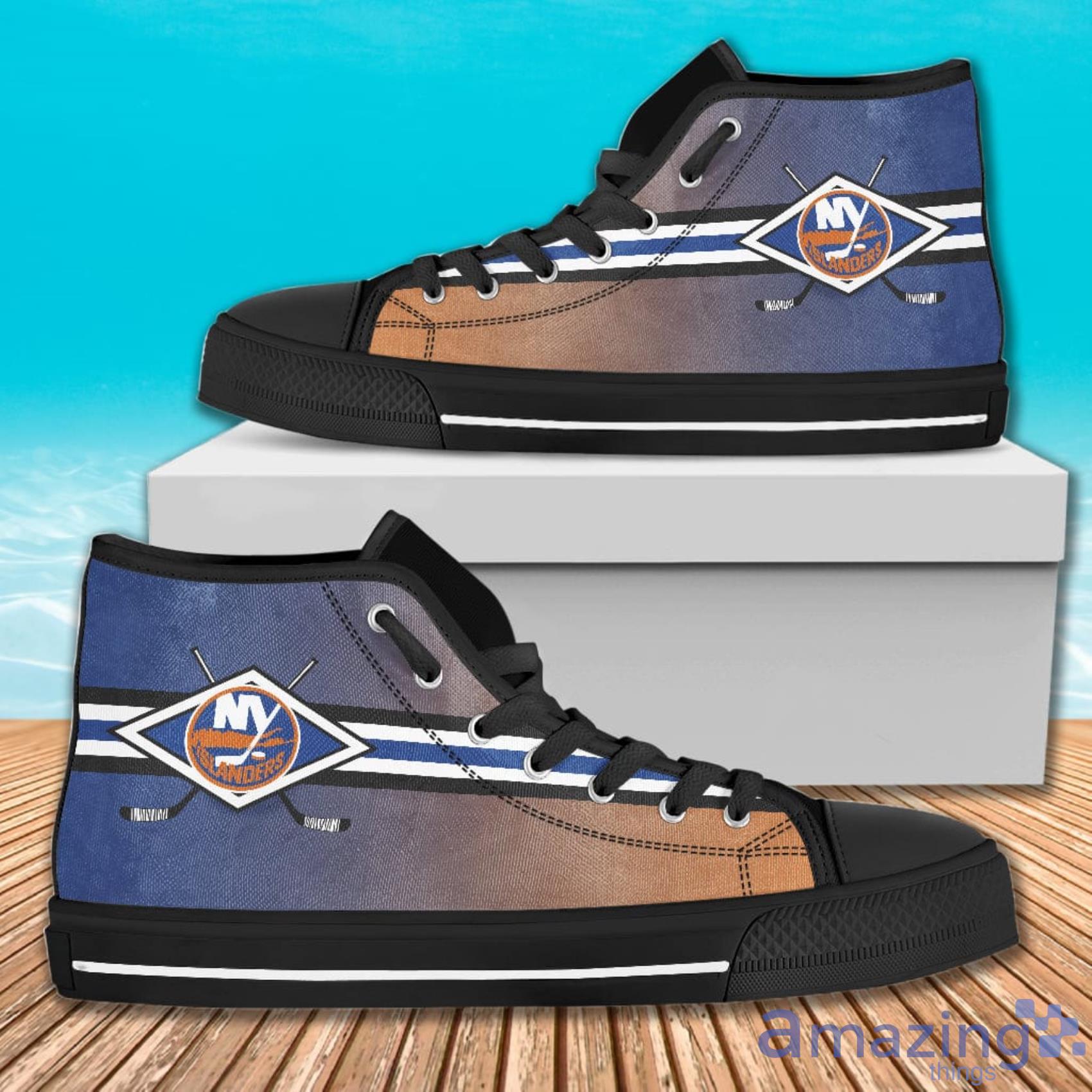 Double Stick Check New York Islanders AOP High Top Shoes For Men And Women Product Photo 1