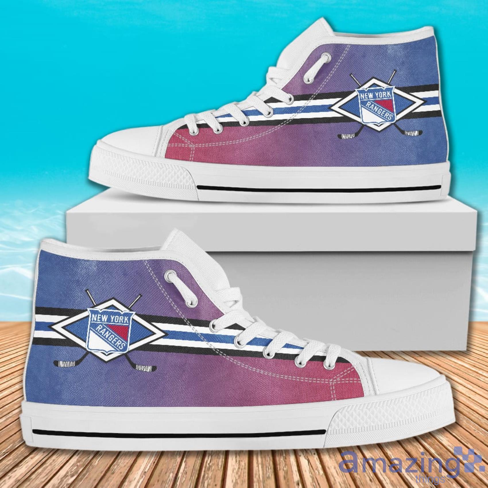 Double Stick Check New York Rangers AOP High Top Shoes For Men And Women image Double Stick Check New York Rangers AOP High Top Shoes For Men And Women Product Photo 2
