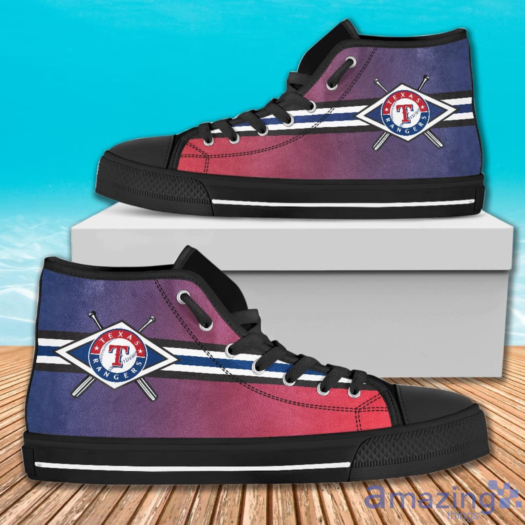 Double Stick Check Texas Rangers AOP High Top Shoes For Men And Women