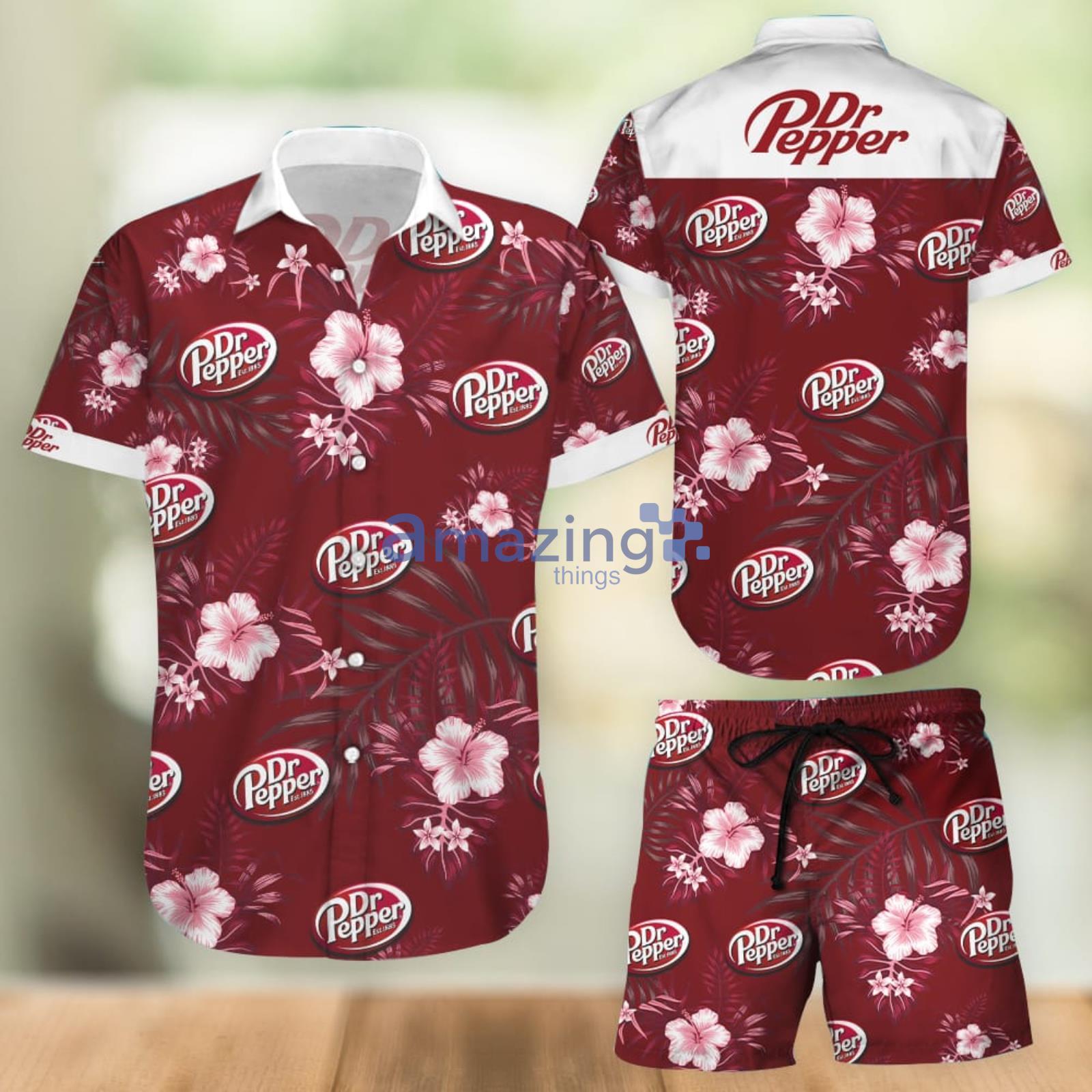 Dr Pepper Aloha Combo Hawaiian Shirt And Shorts Gift For Summer Vacation Product Photo 1