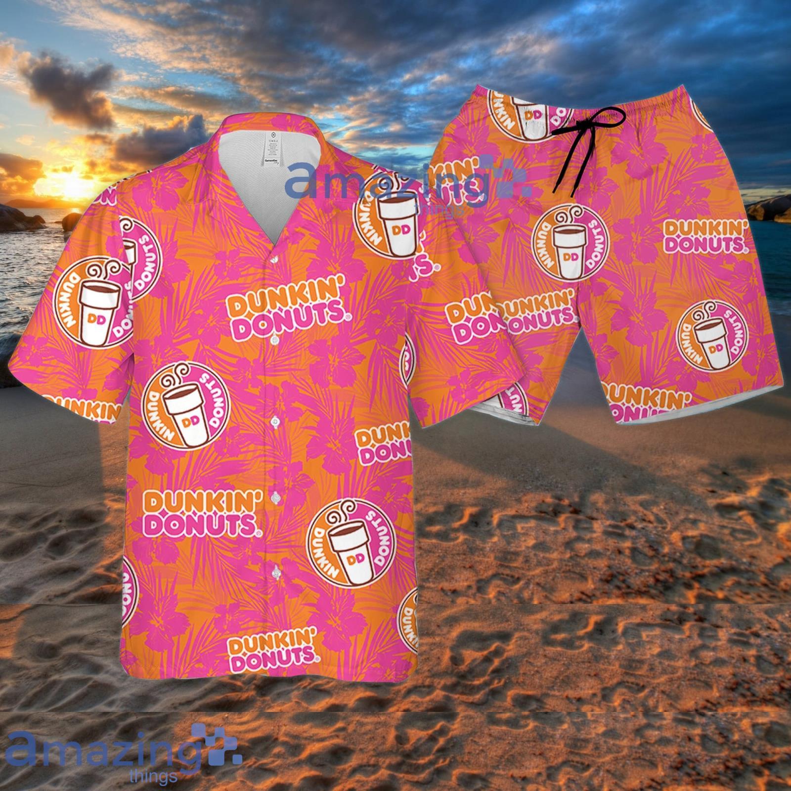 Dunkin Donuts Tropical Flower Pattern Hawaiian Shirt Summer Gift For Beer Lover Product Photo 1