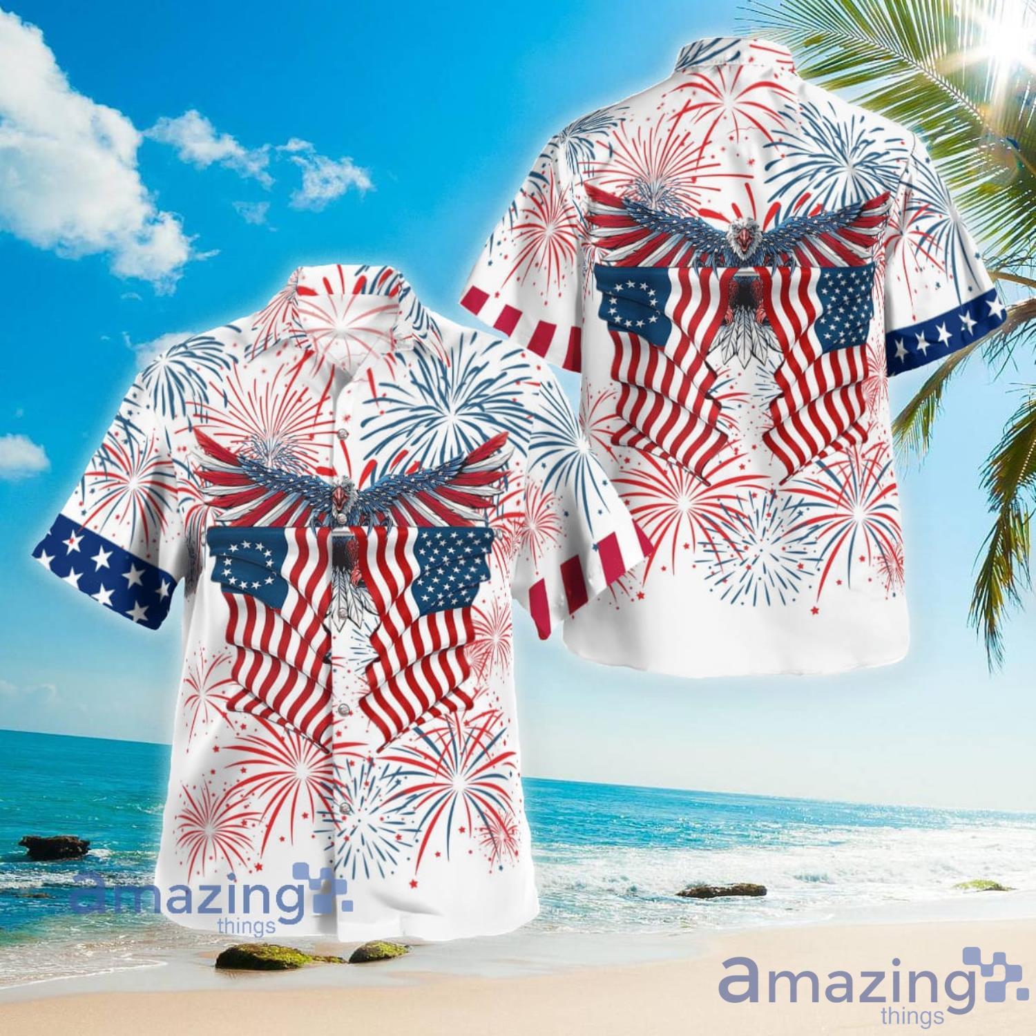Eagle Flag Aloha Short Sleeve Hawaiian Shirt Summer Gift Product Photo 1