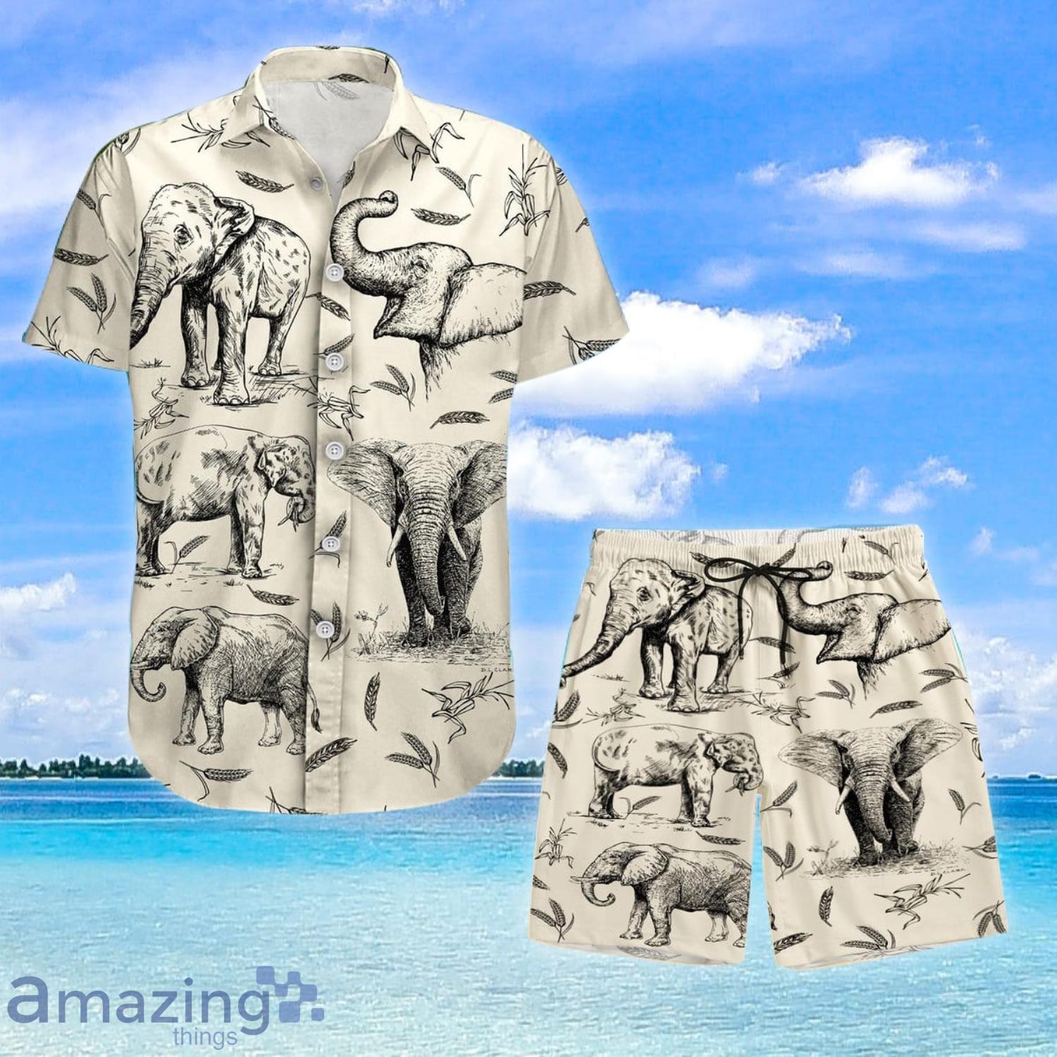 Elephant Hawaiian Shirt And Shorts  Elephant Shirt Elephant Shirt Product Photo 1
