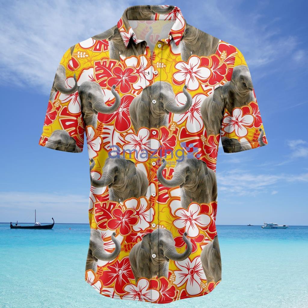 Elephant Orange Tropical Hawaiian Shirt - Elephant Orange Tropical Hawaiian Shirt