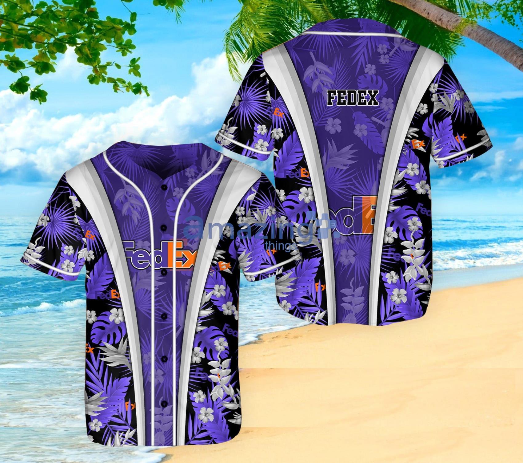 Fedex Tropical Aloha Baseball Jersey Shirt Product Photo 1