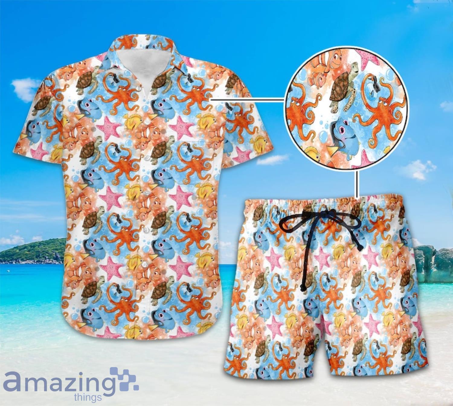 Finding Nemo Hawaii Shirt  Nemo And Marlin Summer Combo Hawaiian Shirt And Shorts Product Photo 1