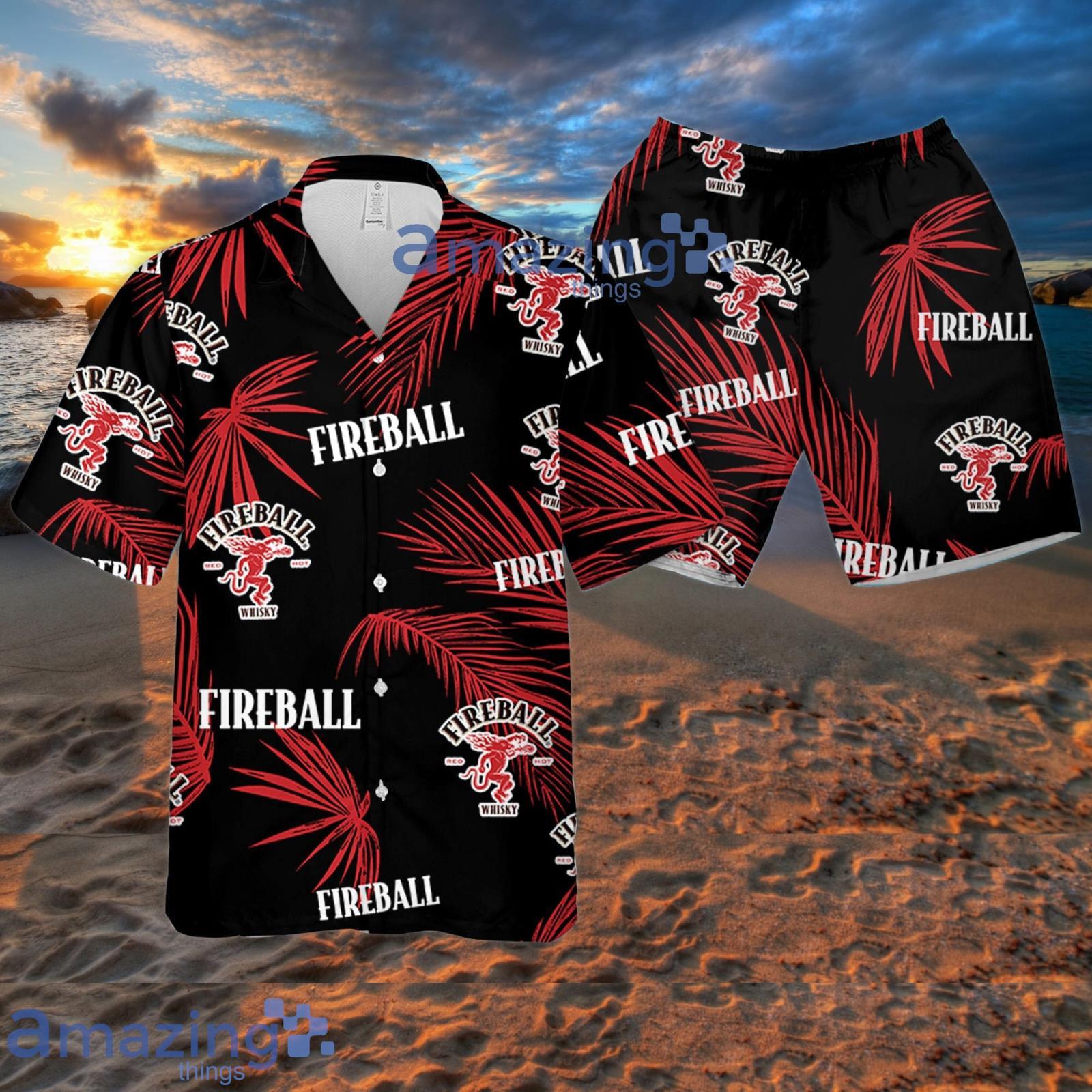 FireBall Palm Leaves Pattern Hawaiian Shirt Summer Gift For Beer Lover Product Photo 1