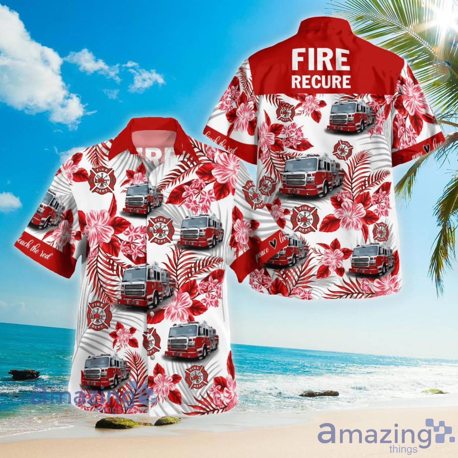 Firefighter Aloha Short Sleeve Hawaiian Shirt Summer Gift Product Photo 1
