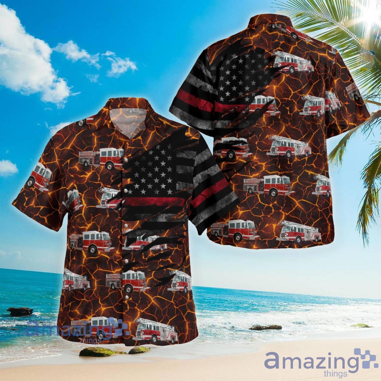 Firefighting Aloha Short Sleeve Hawaiian Shirt Summer Gift Product Photo 1