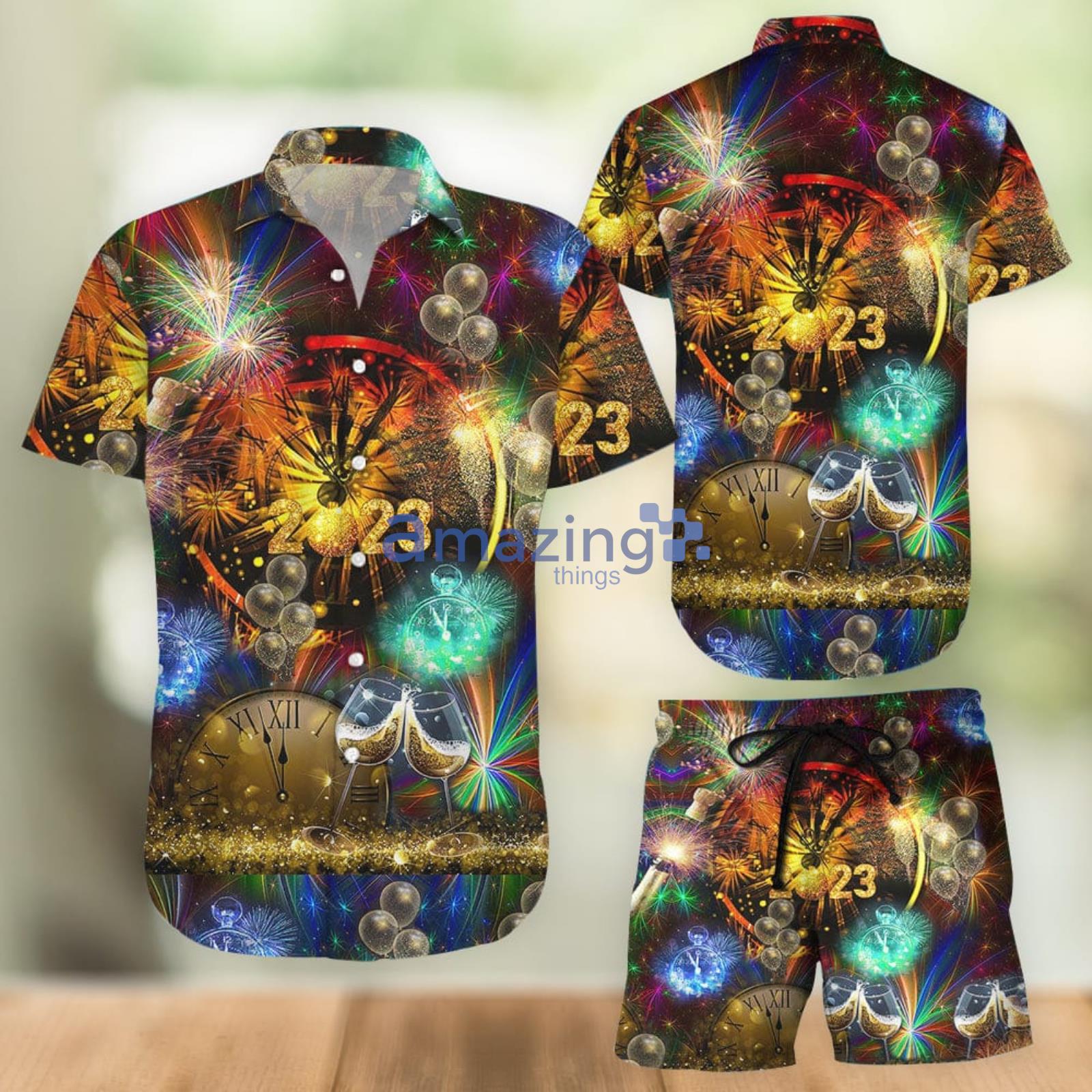 Fireworks Combo Hawaiian Shirt And Shorts Summer Set Holiday Gift Product Photo 1