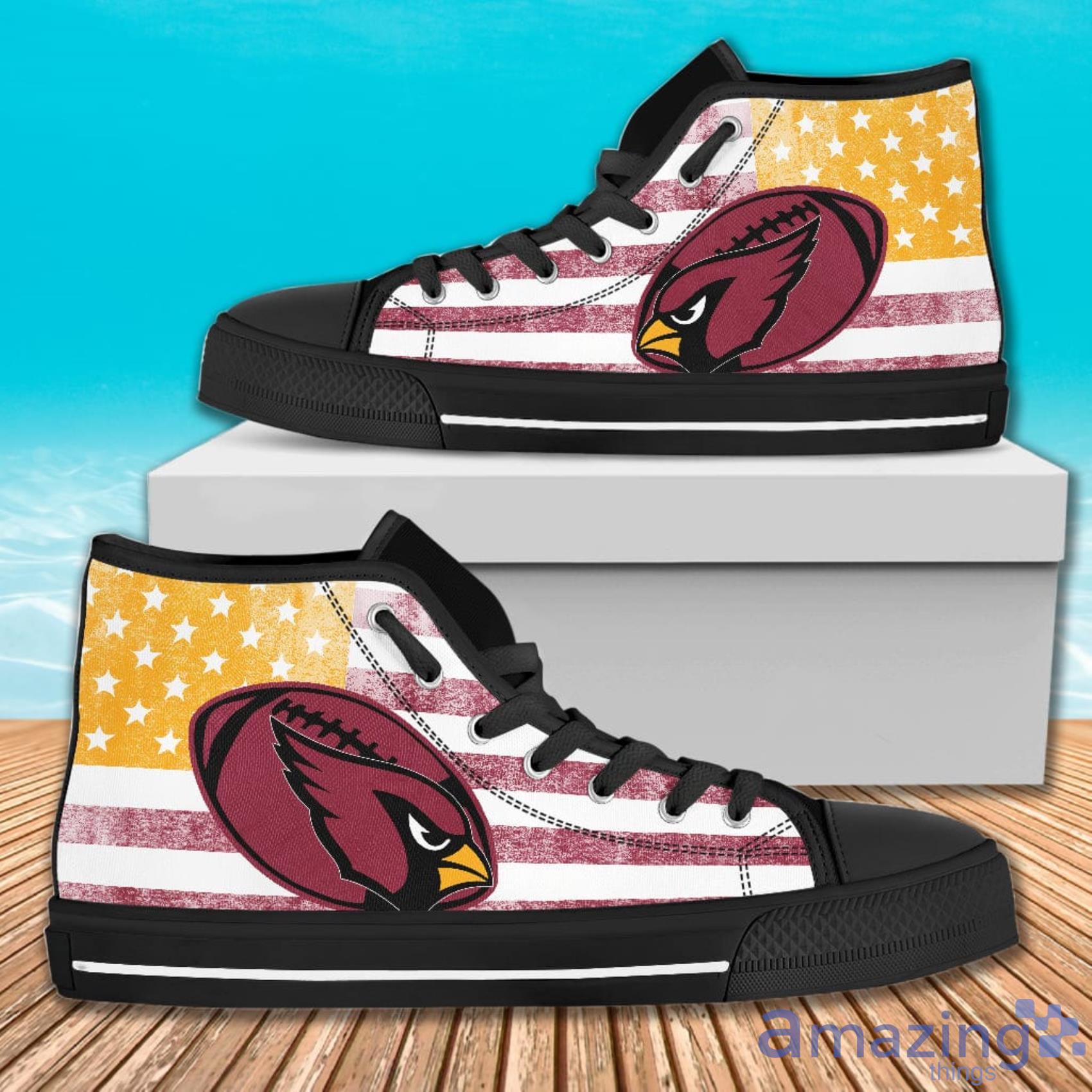 Flag Rugby Arizona Cardinals American Flag And Ball Symbol High Top Canvas Shoes Product Photo 1
