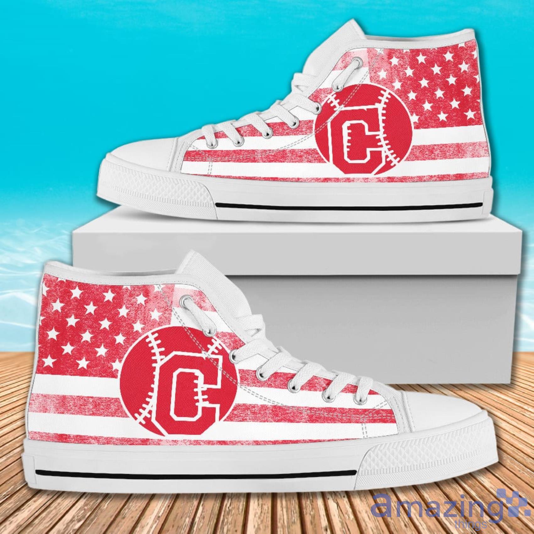Flag Rugby Background Full Print Cleveland Indians High Top Shoes For Men And Women image Flag Rugby Background Full Print Cleveland Indians High Top Shoes For Men And Women Product Photo 2