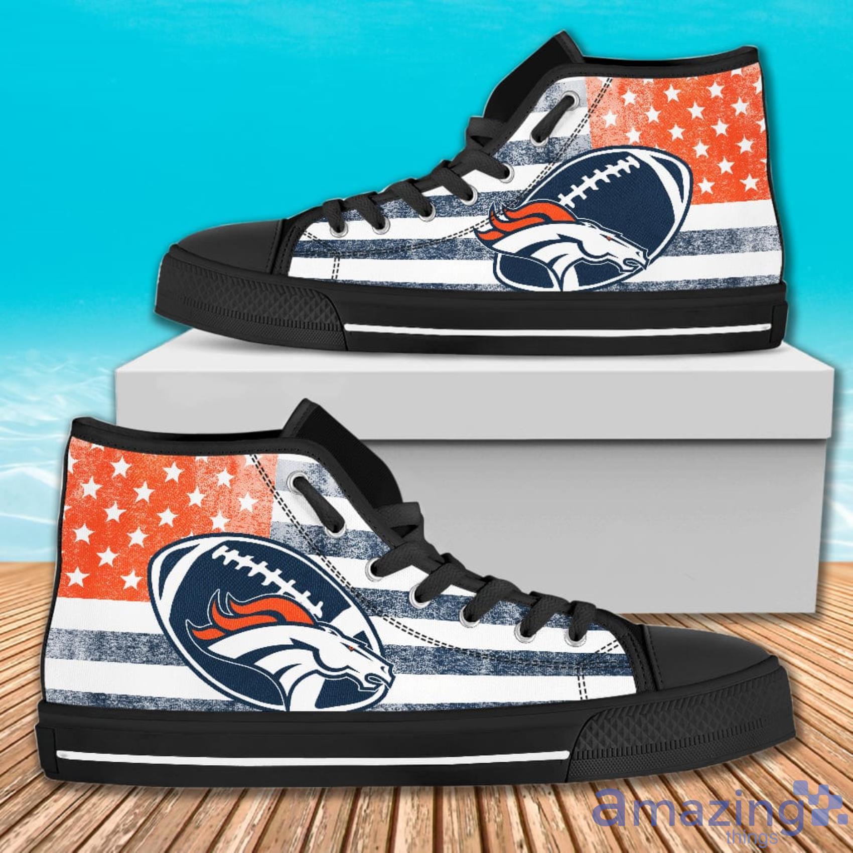 Flag Rugby Background Full Print Denver Broncos High Top Shoes For Men And  Women