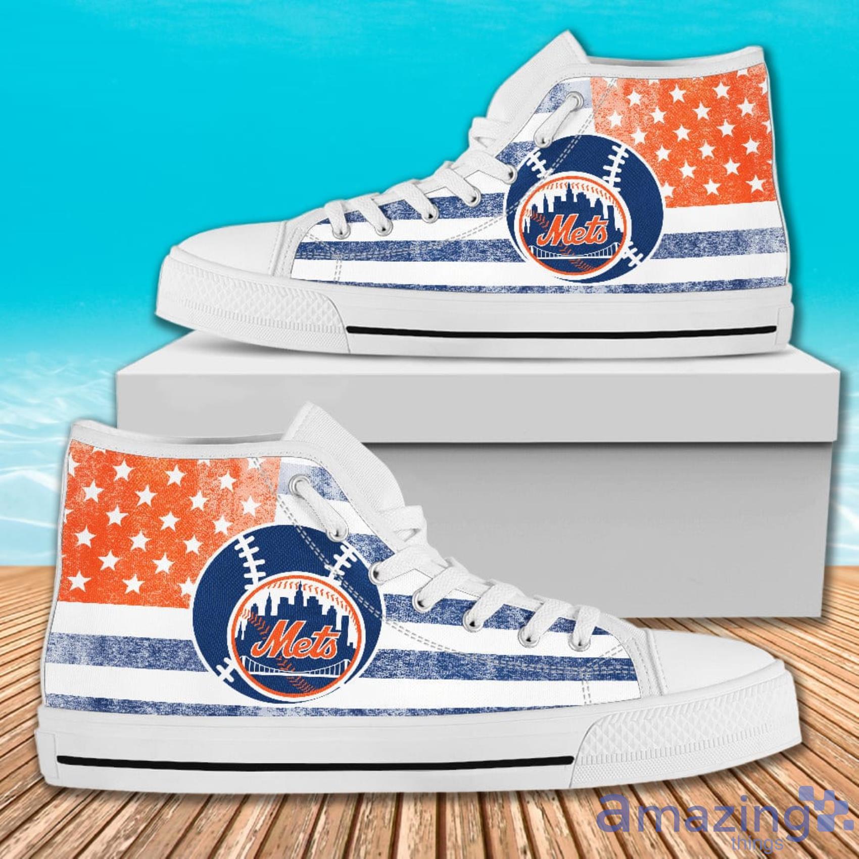 Flag Rugby Background Full Print New York Mets High Top Shoes For Men And Women image Flag Rugby Background Full Print New York Mets High Top Shoes For Men And Women Product Photo 2