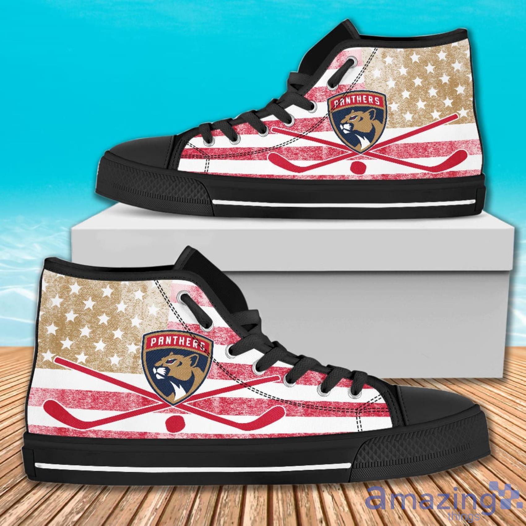 Flag Rugby Florida Panthers American Flag And Ball Symbol High Top Canvas Shoes Product Photo 1