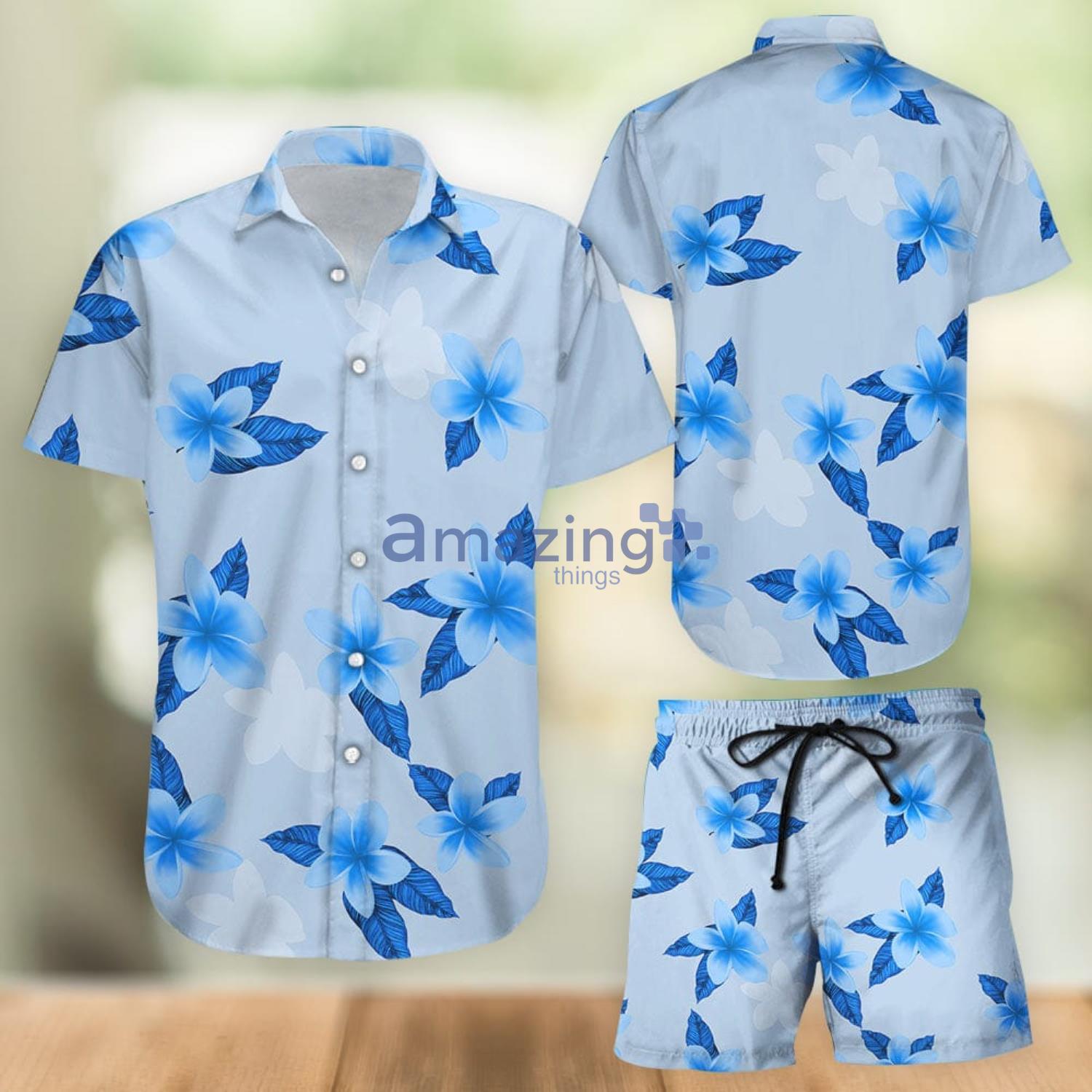 Flower Hawaiian Shirt And Shorts Island Princess Blue Fitted Pattern Hawaii Shirt Gifts For Flower Lovers Product Photo 1