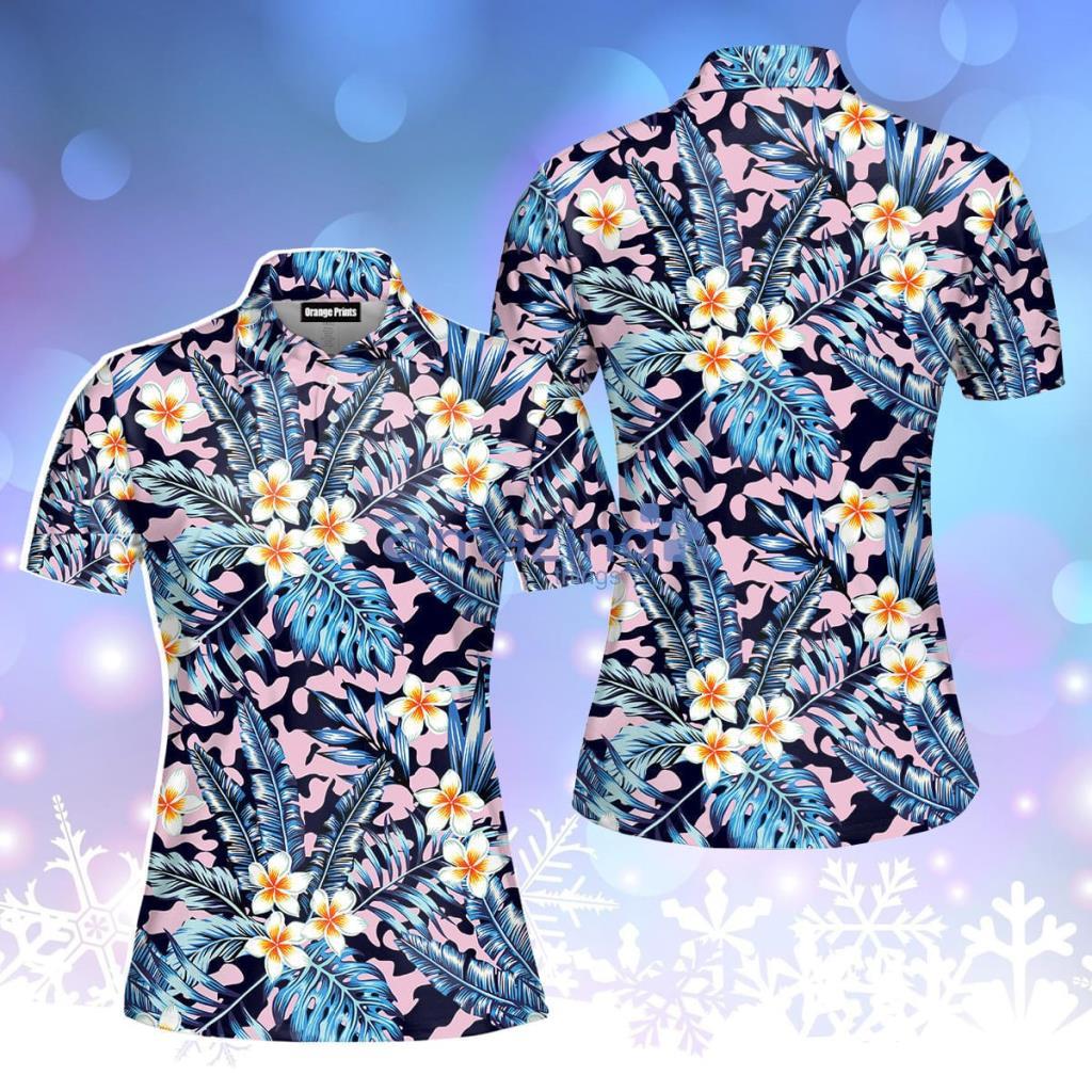 Flowers Tropical Polo Shirt For Women - Flowers Tropical Polo Shirt For Women