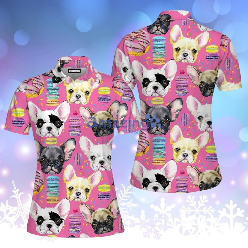 French Bulldog Sweet Dessert Pattern Polo Shirt For Women - French Bulldog Sweet Dessert Pattern Polo Shirt For Women