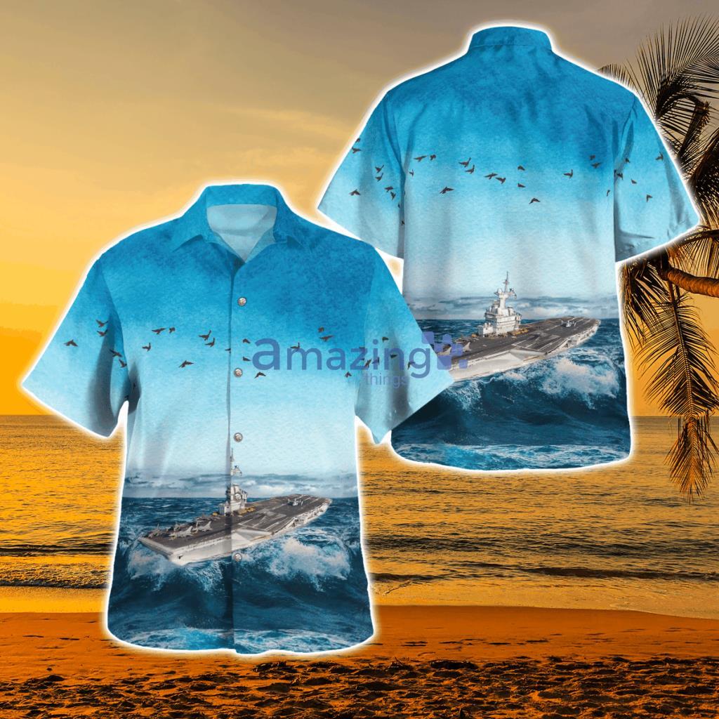 French Navy Charles de Gaulle Hawaiian Shirt - French Navy Charles de Gaulle Hawaiian Shirt