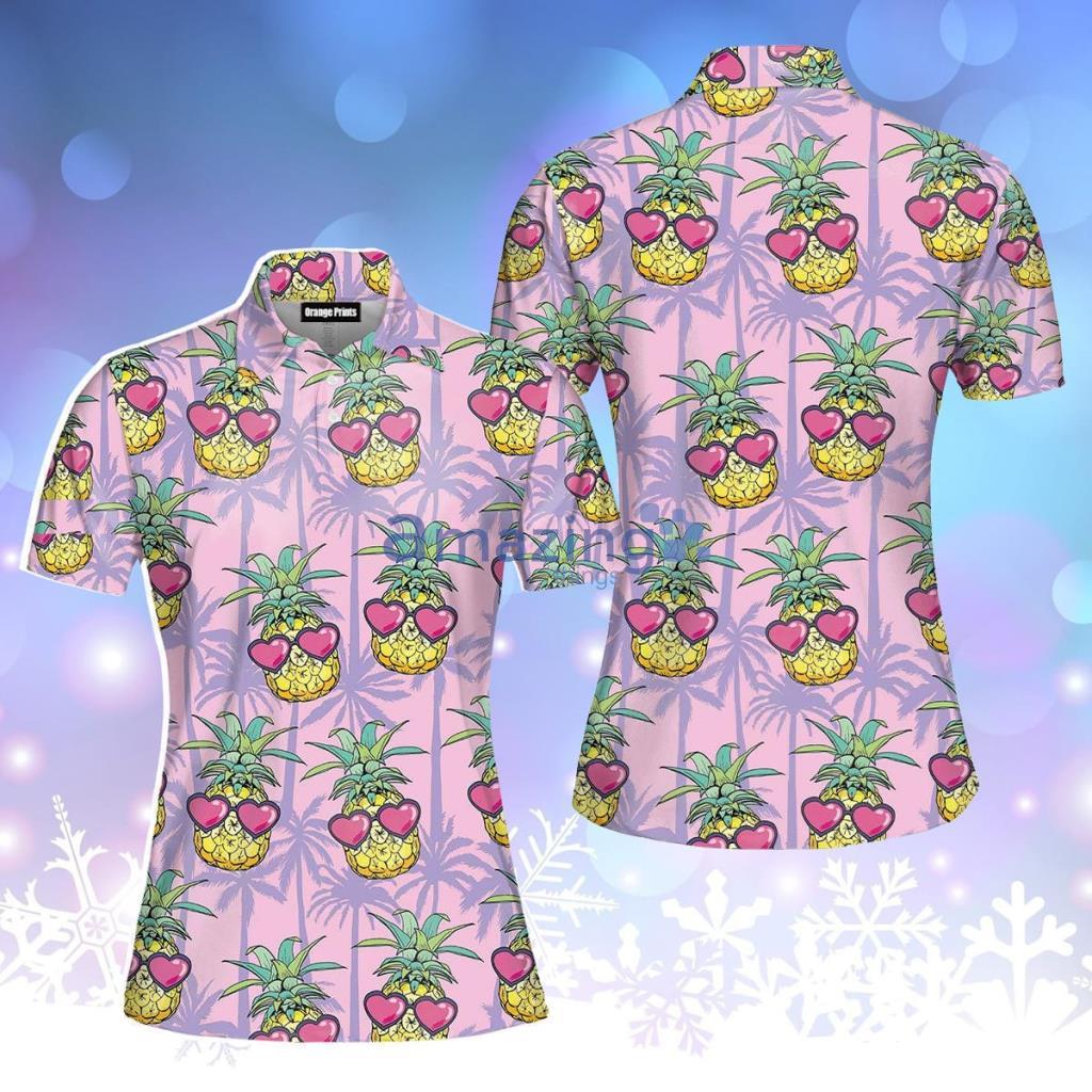 Funny Pineapple Tropical Polo Shirt For Women - Funny Pineapple Tropical Polo Shirt For Women