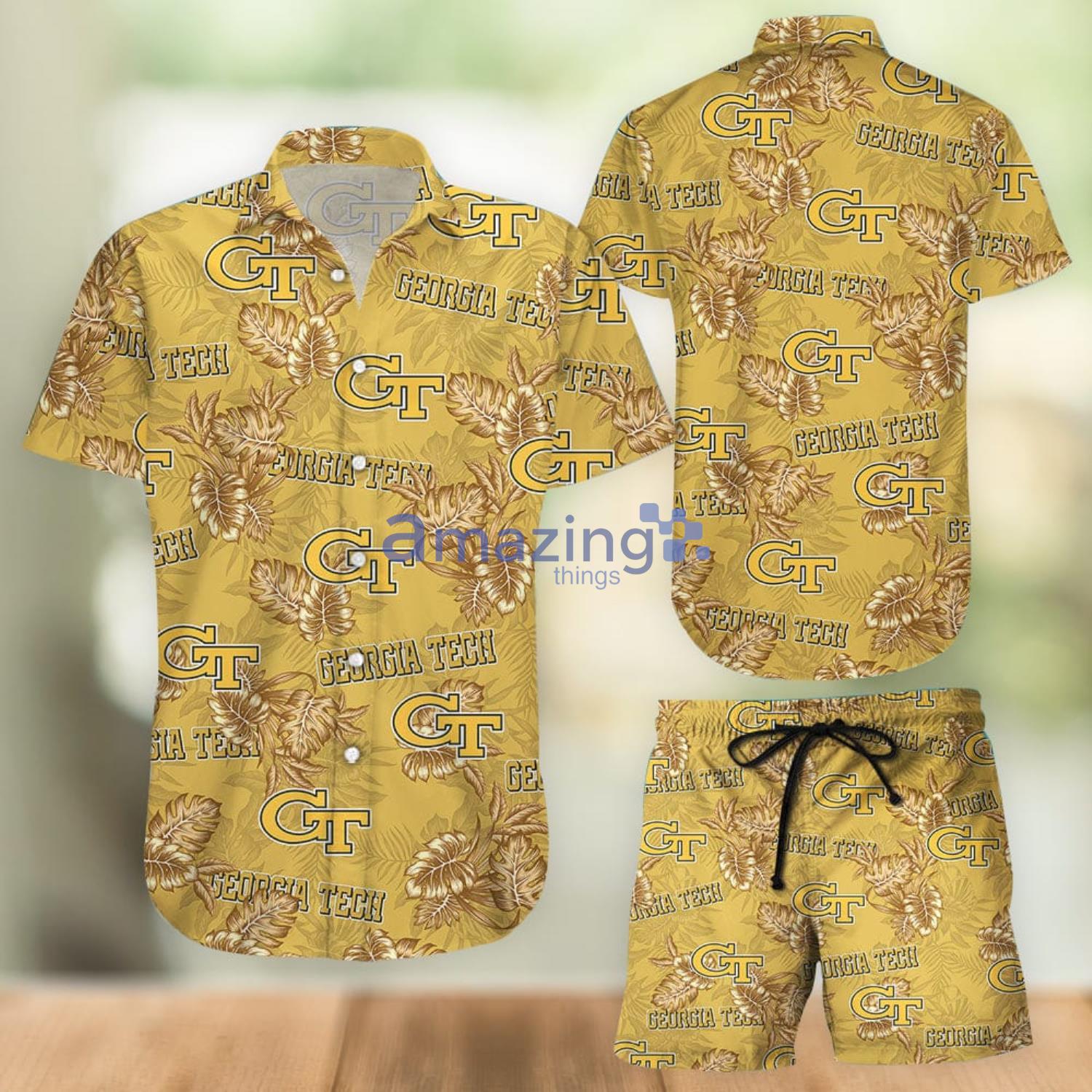 Georgia Tech Yellow Jackets Aloha Combo Hawaiian Shirt And Shorts Gift For Summer Vacation Product Photo 1