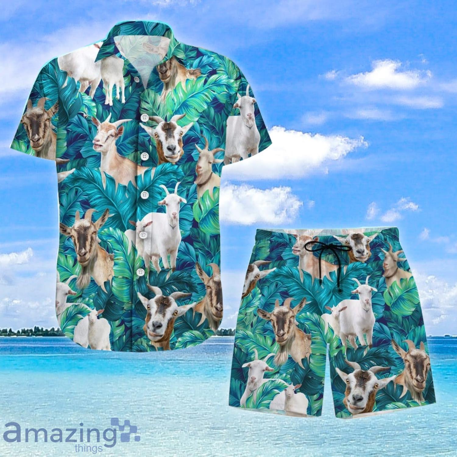 Goat Hawaiian Shirt And Shorts Goat Beach Goat Summer Shirt Button Up Shirt Product Photo 1