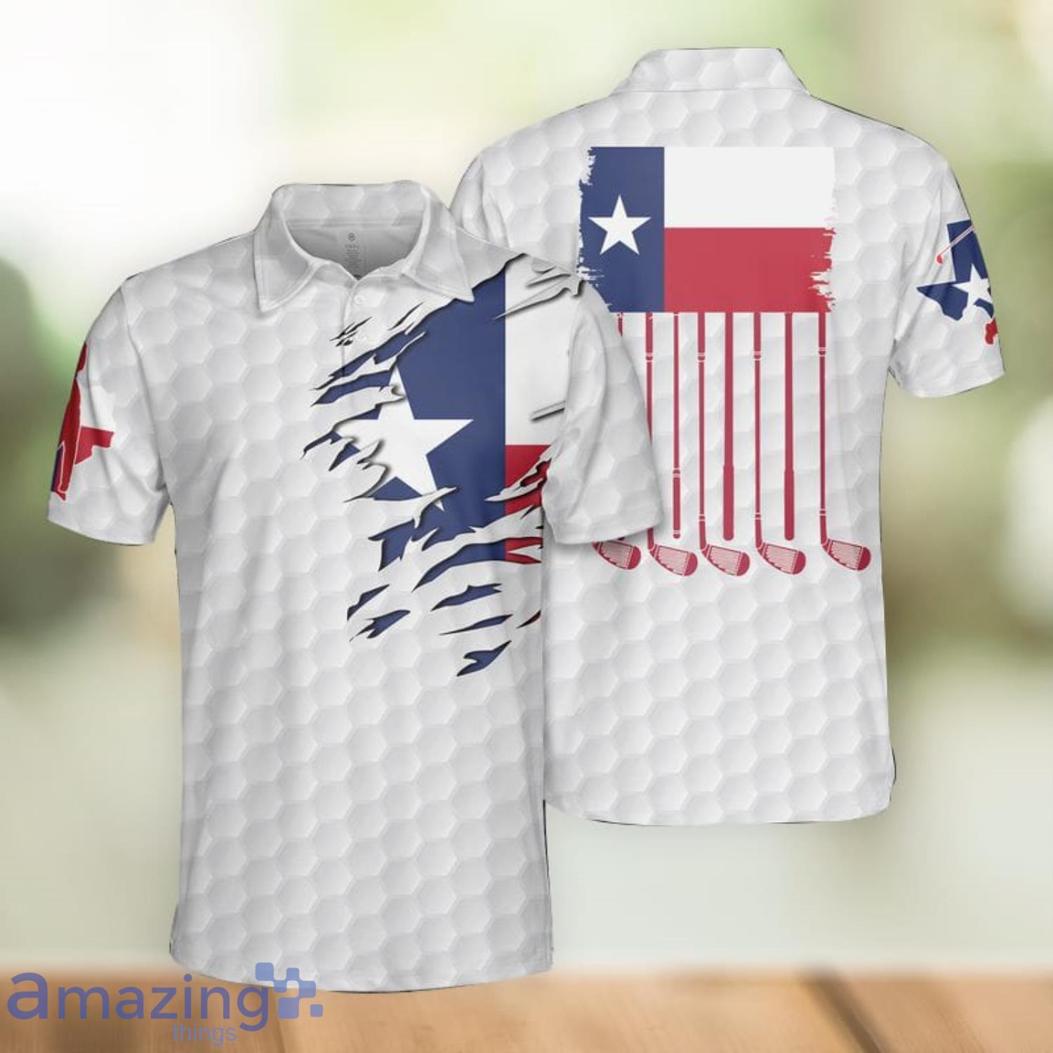Golf Texas Flag White Polo Shirt For Sport Fans Product Photo 1