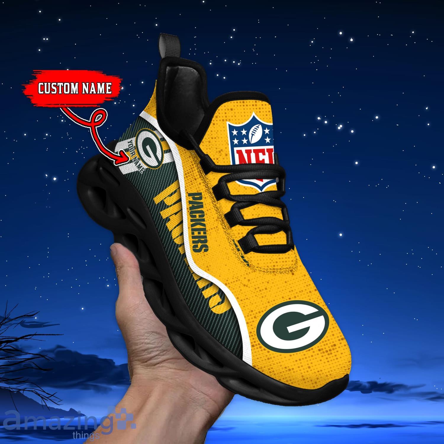 Green Bay Packers Custom Name Men And Women Max Soul Shoes image Green Bay Packers Custom Name Men And Women Max Soul Shoes Product Photo 5