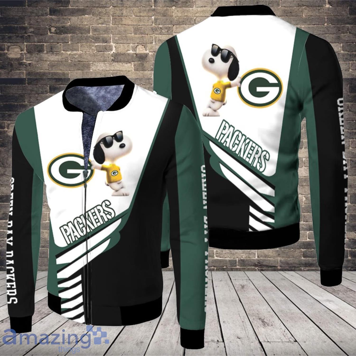 Green Bay Packers Snoopy 3D All Over Printed Fleece Bomber Jacket Product Photo 1