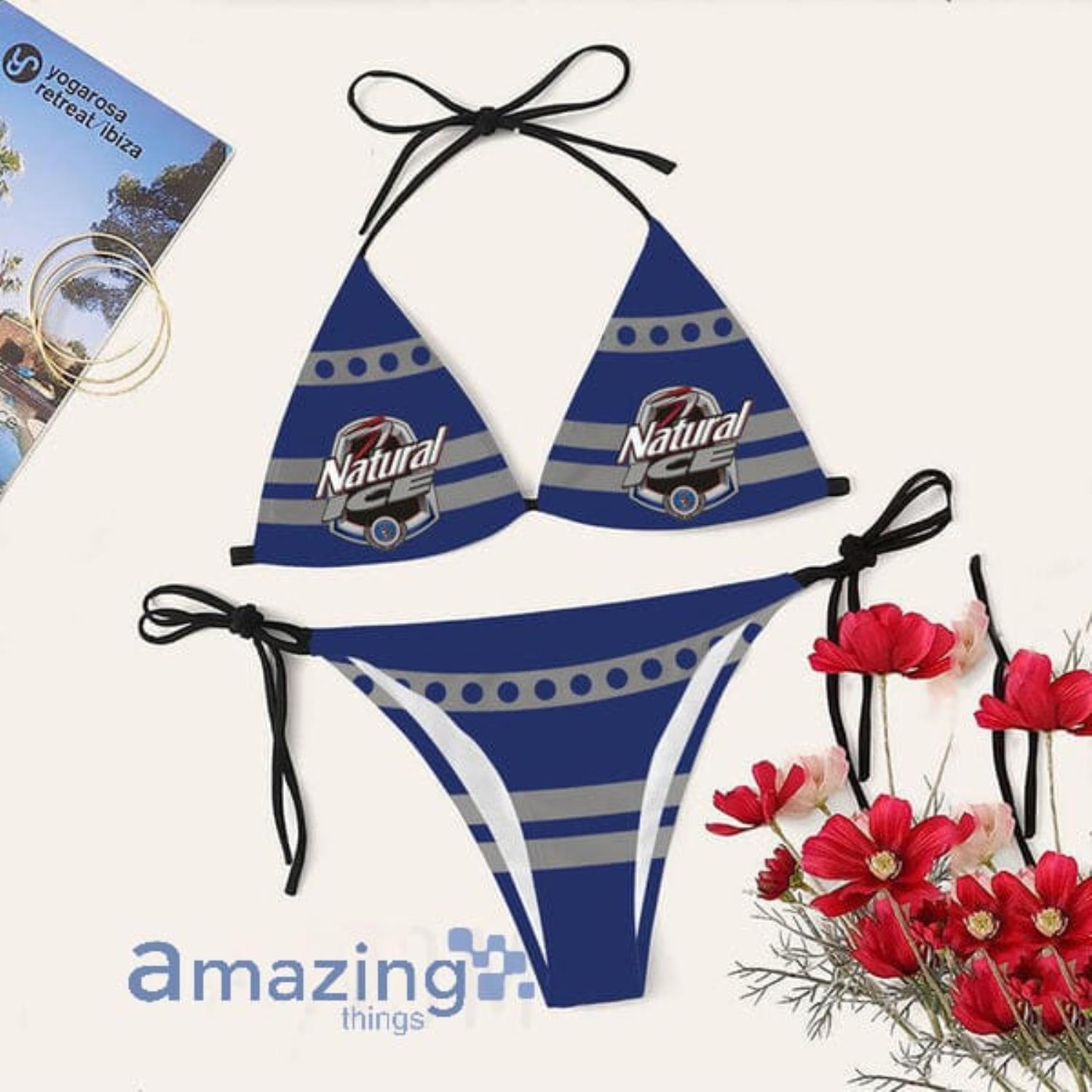 Grey Stripe Natural Ice Triangle String Bikini Swimsuit Summer Gift Product Photo 1