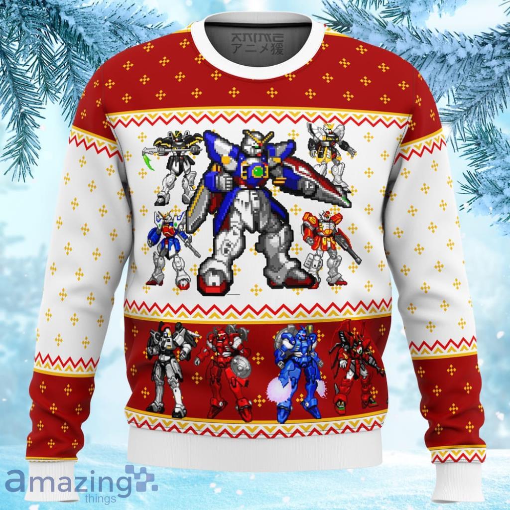 Gundam Wing Sprites Ugly Christmas Sweater 3D - Gundam Wing Sprites Ugly Christmas Sweater